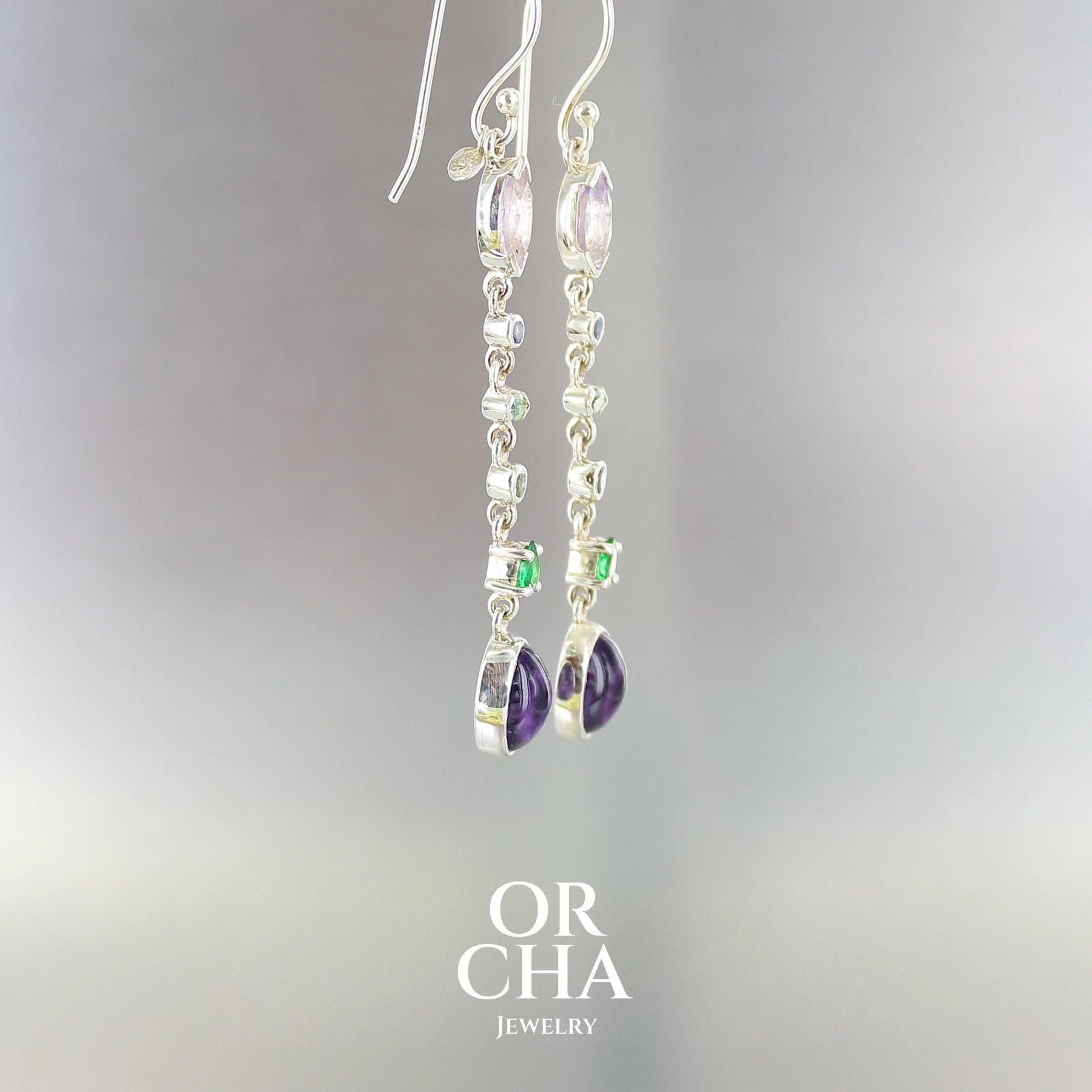 Silver earrings with Amethysts - Paradise