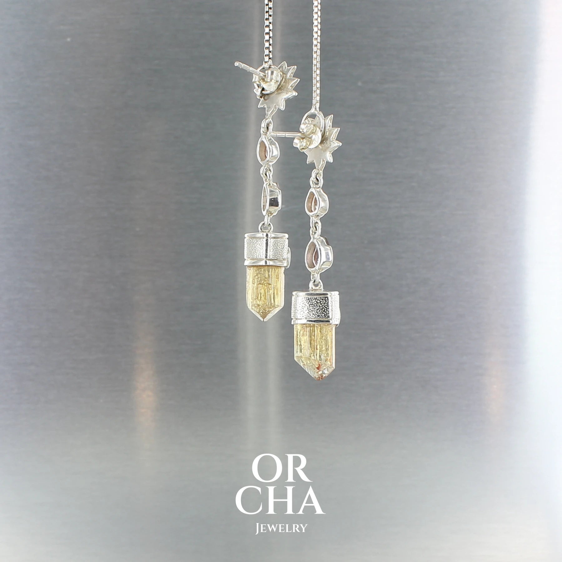 Boucles d'oreilles en argent avec Cristal Topaze Impériale - Sauvage