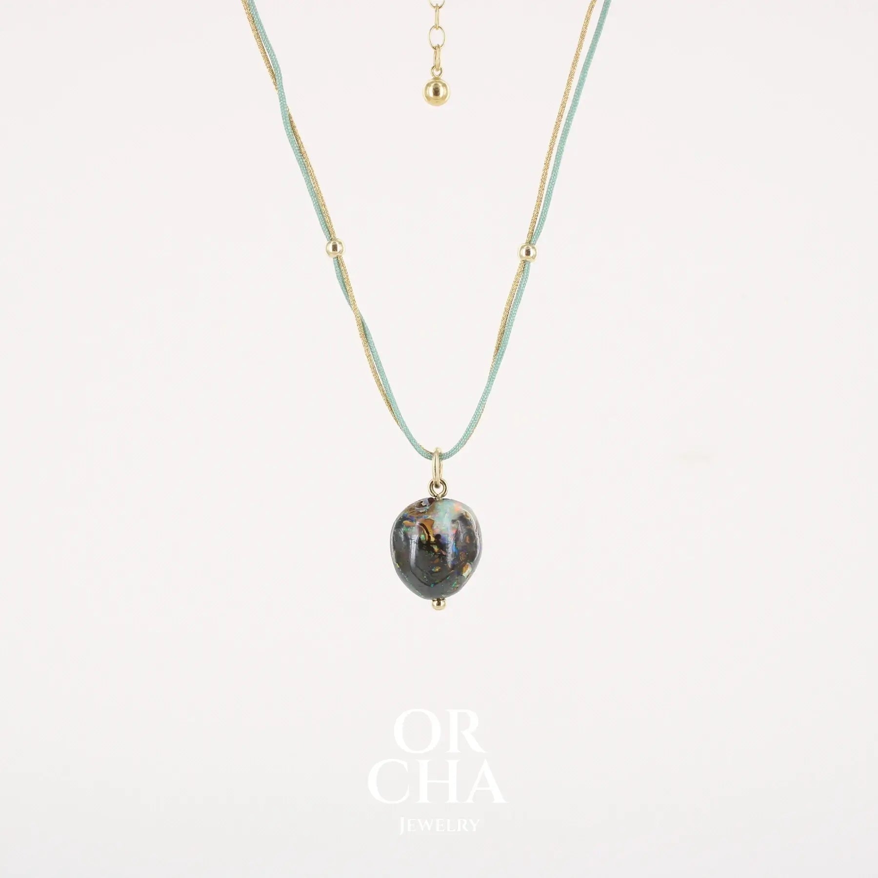 Collier Opale en or 18k et corde - Orcha's Gold