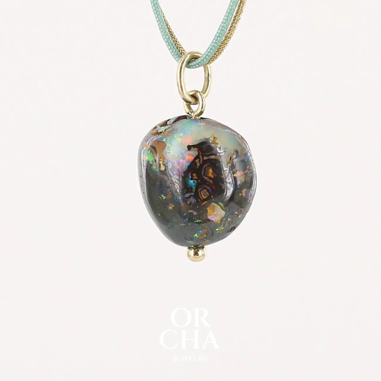 Collier Opale en or 18k et corde - Orcha's Gold