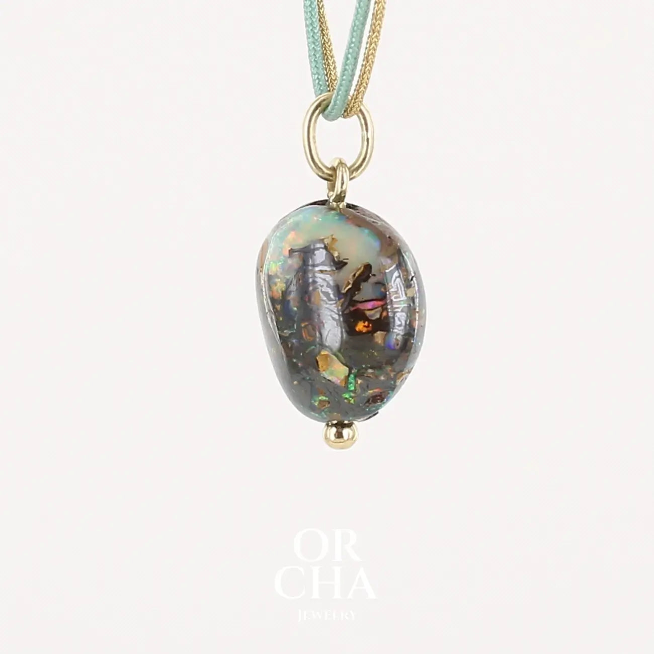 Collier Opale en or 18k et corde - Orcha's Gold