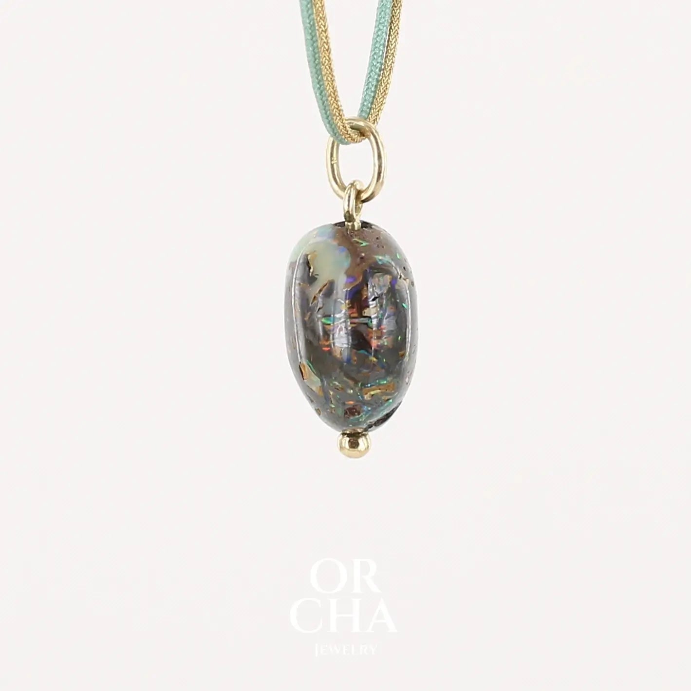 Collier Opale en or 18k et corde - Orcha's Gold
