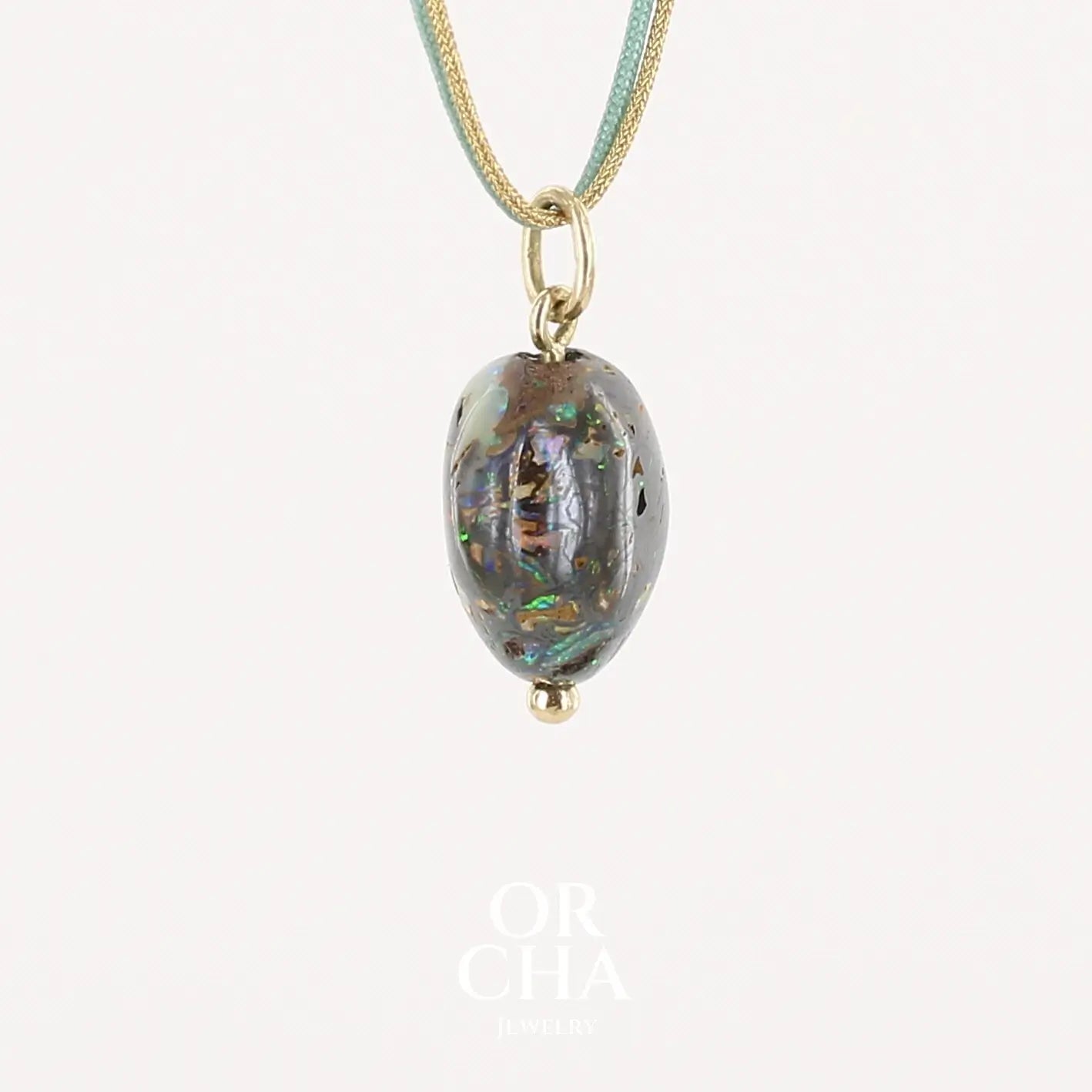 Collier Opale en or 18k et corde - Orcha's Gold
