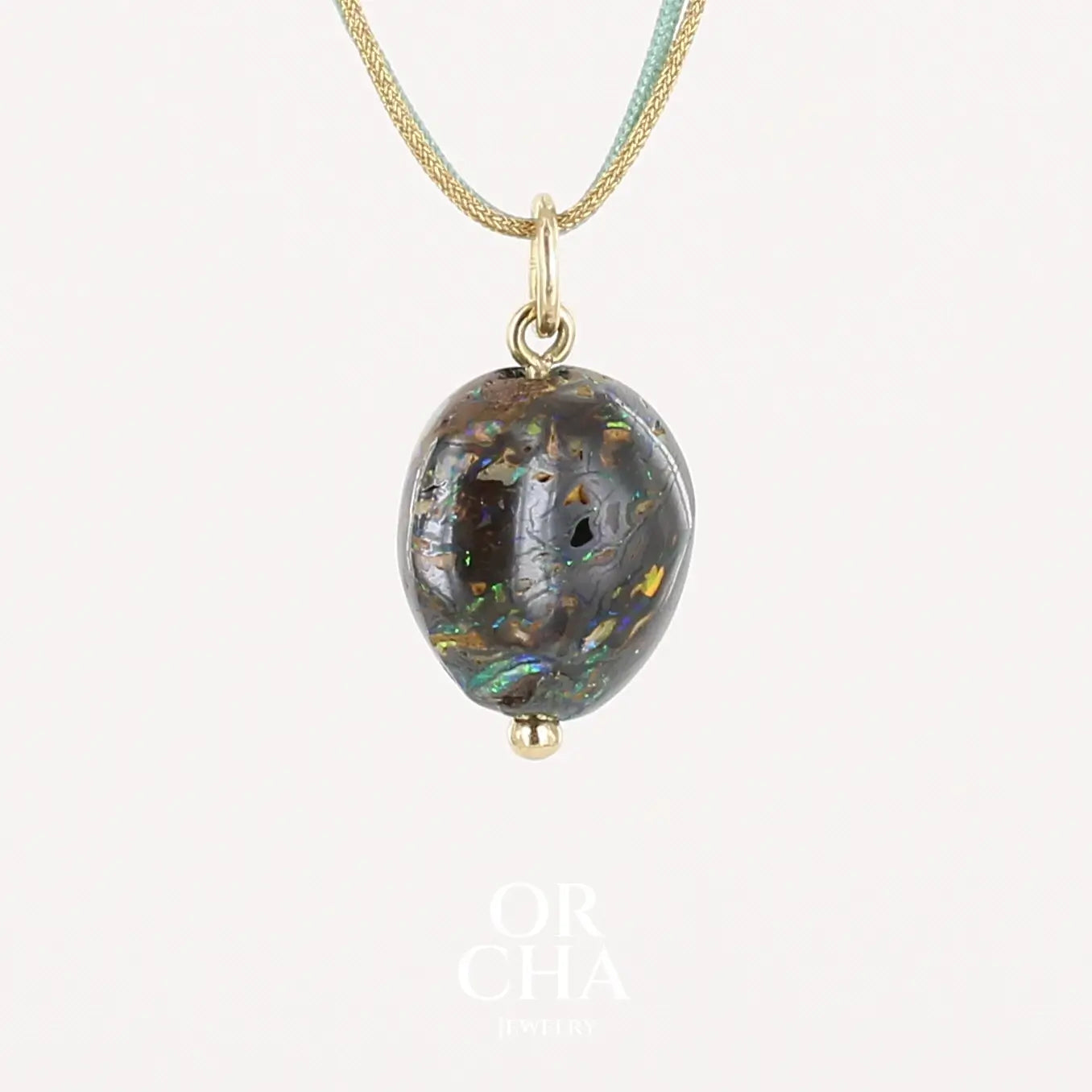 Collier Opale en or 18k et corde - Orcha's Gold