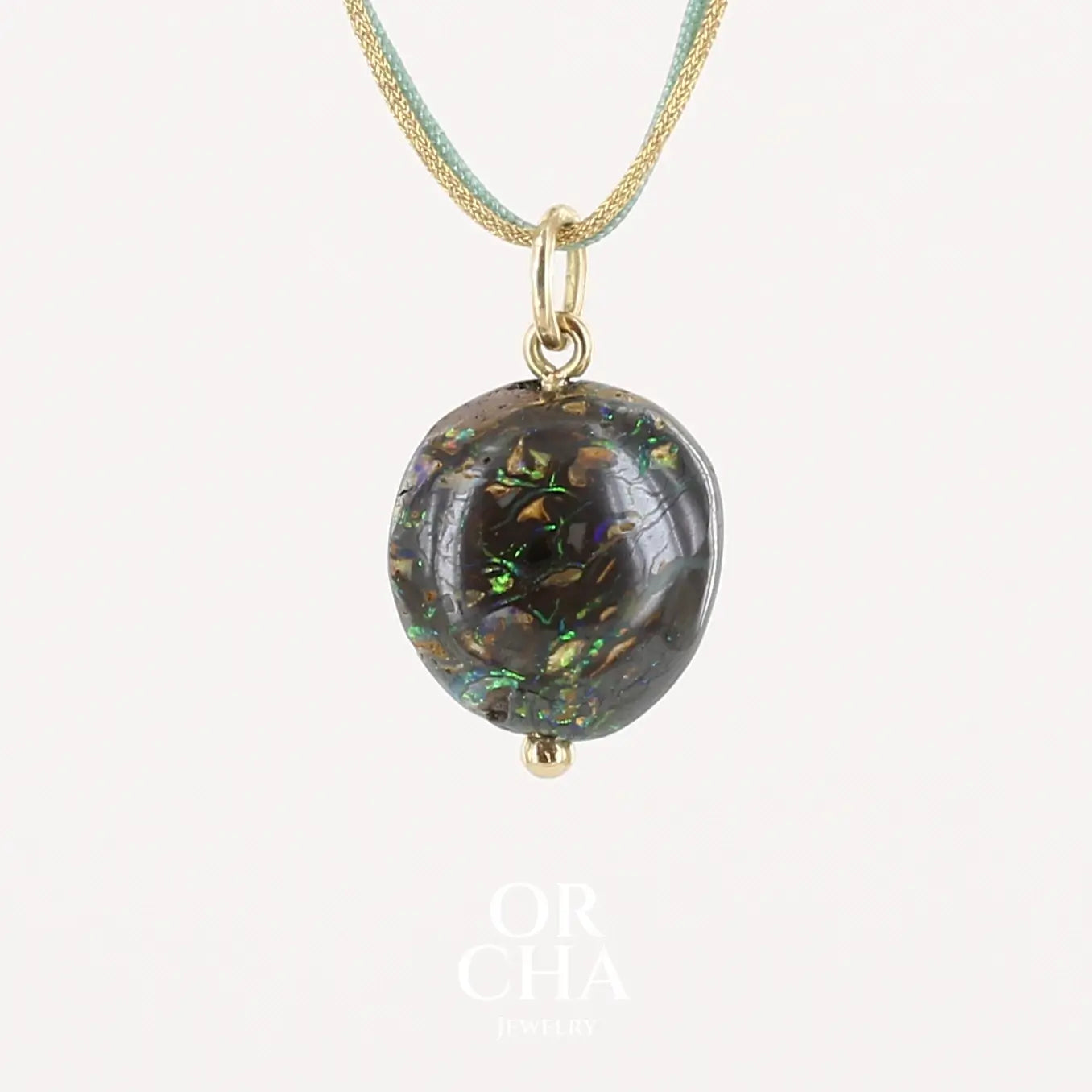 Collier Opale en or 18k et corde - Orcha's Gold
