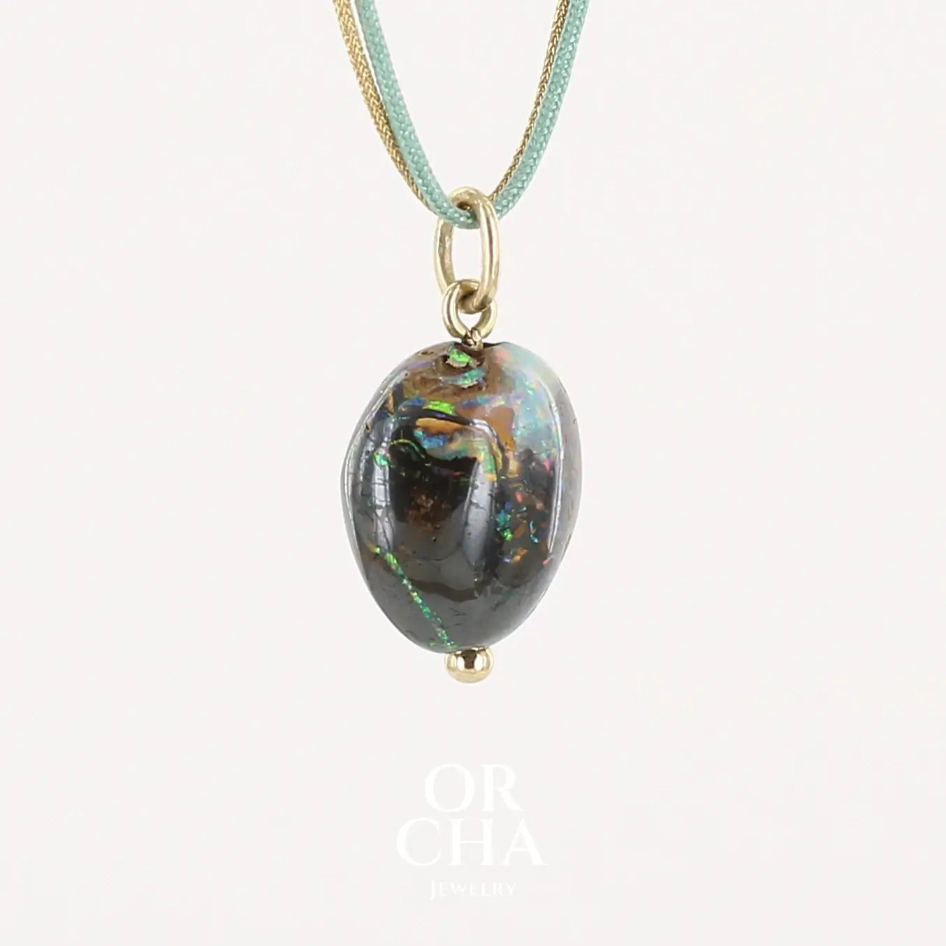 Collier Opale en or 18k et corde - Orcha's Gold