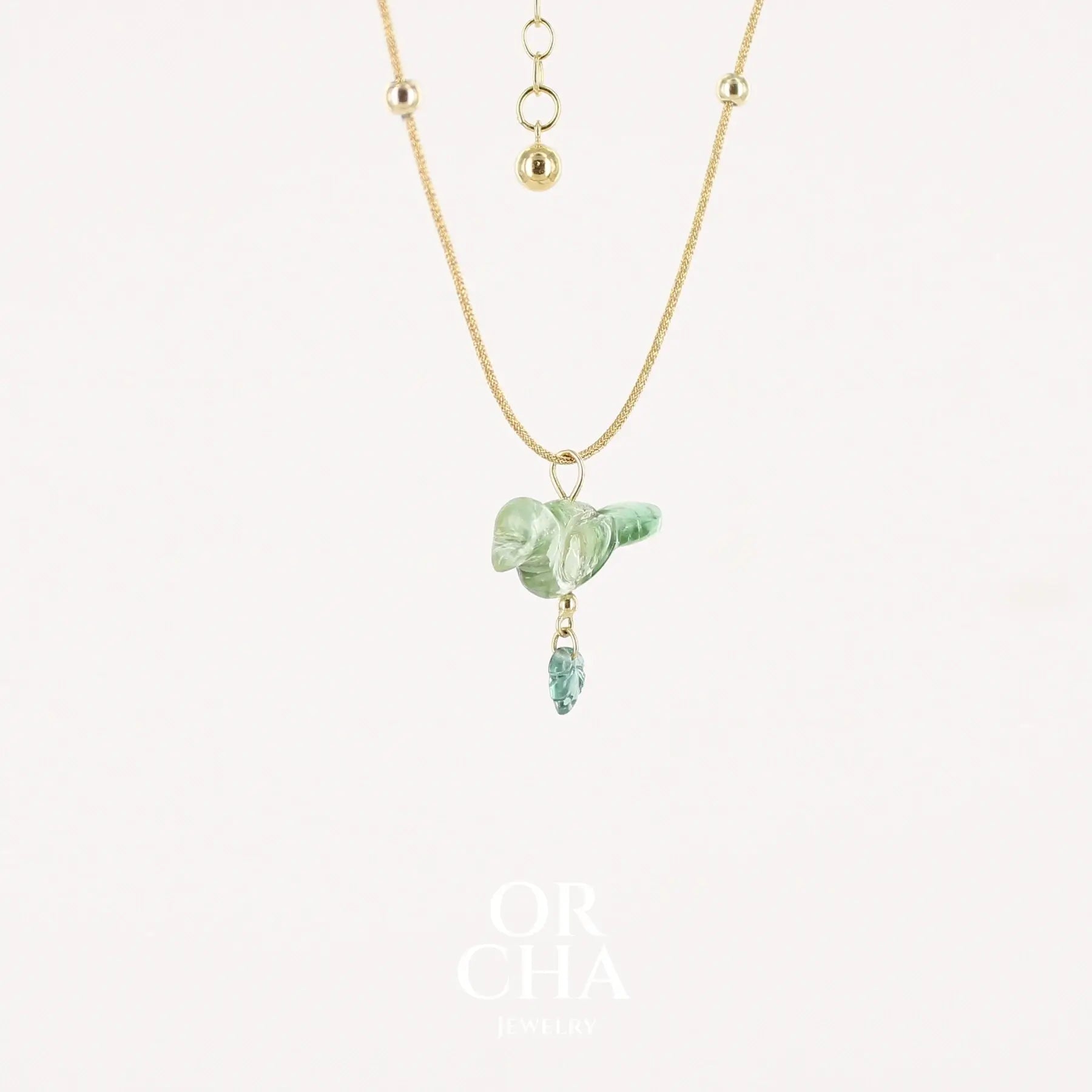 Collier Oiseau en or 18k et Tourmaline verte - Orcha's Gold