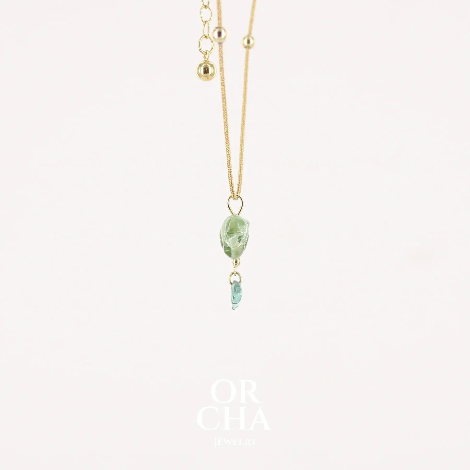 Collier Oiseau en or 18k et Tourmaline verte - Orcha's Gold