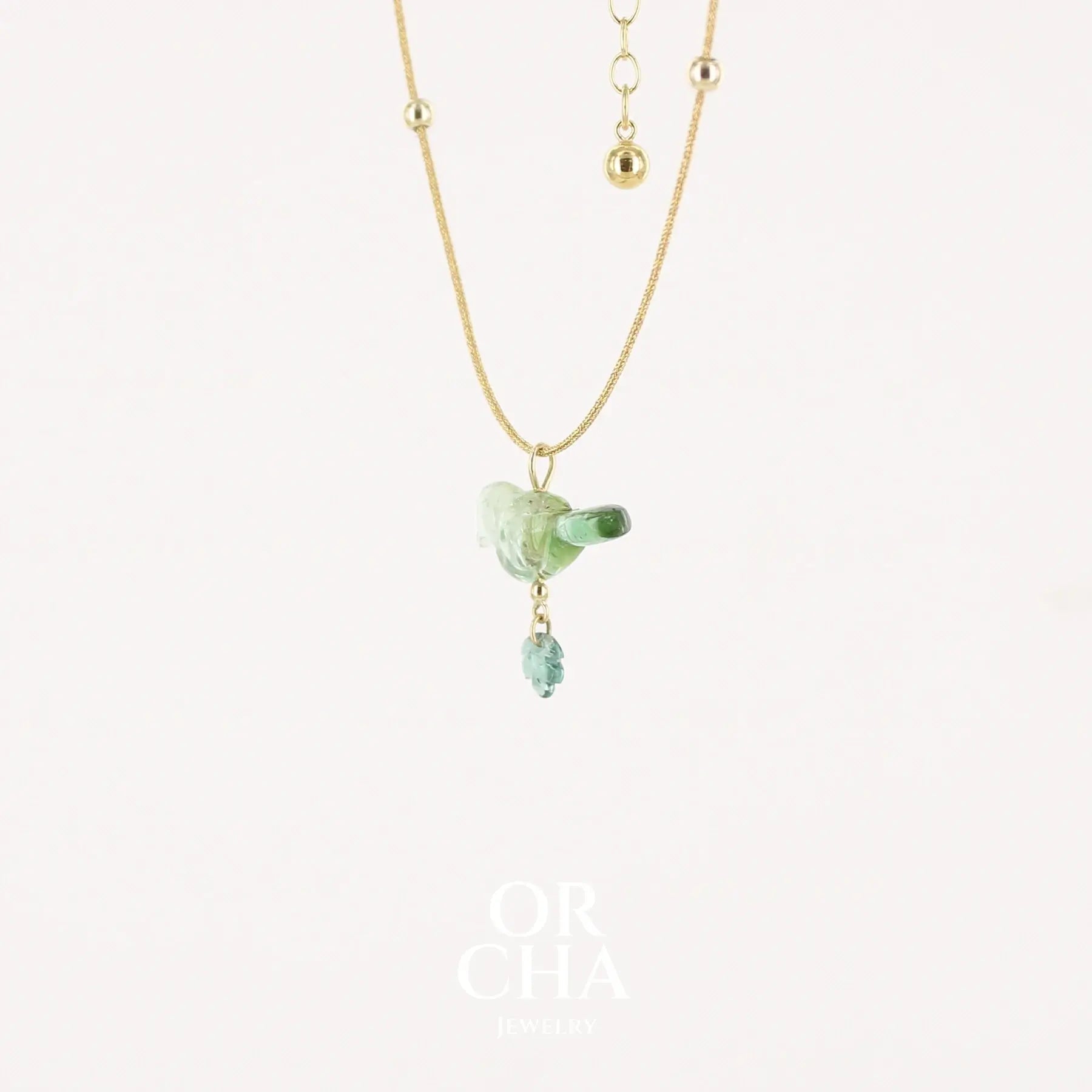 Collier Oiseau en or 18k et Tourmaline verte - Orcha's Gold
