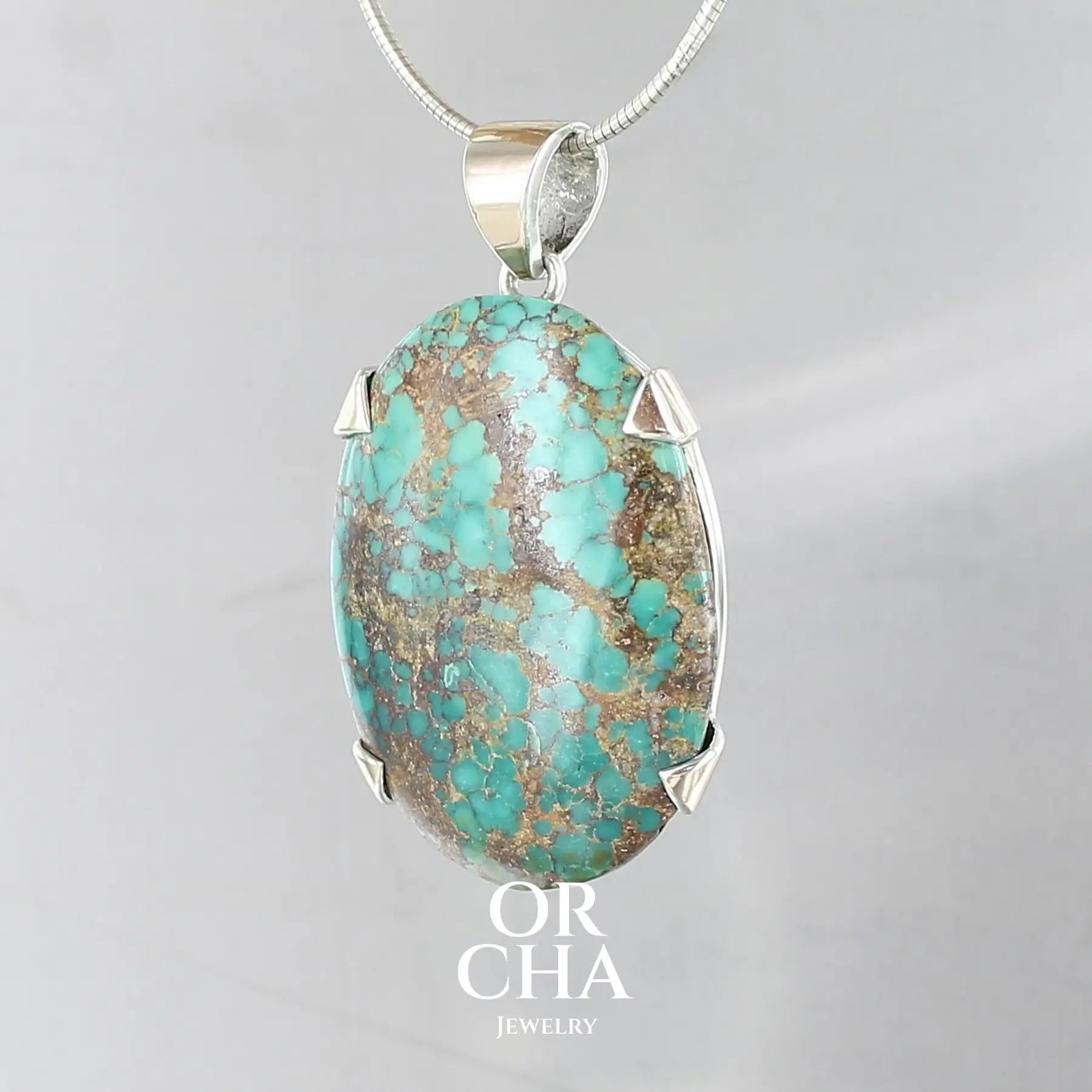 Pendentif en Argent et Or avec Turquoise - Orcha's Gold