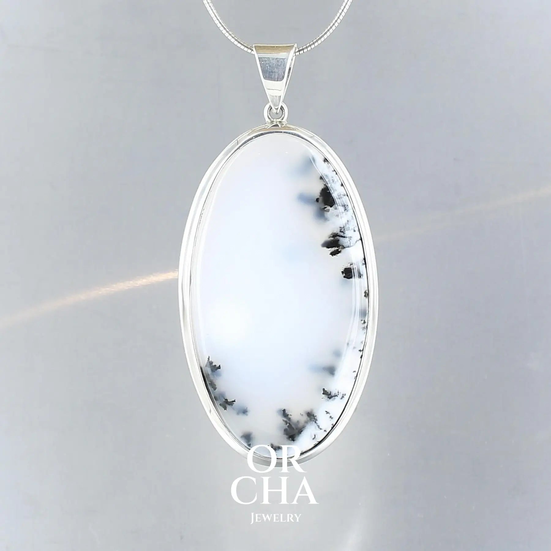 Pendentif en argent avec Agate Dendritique - Essential