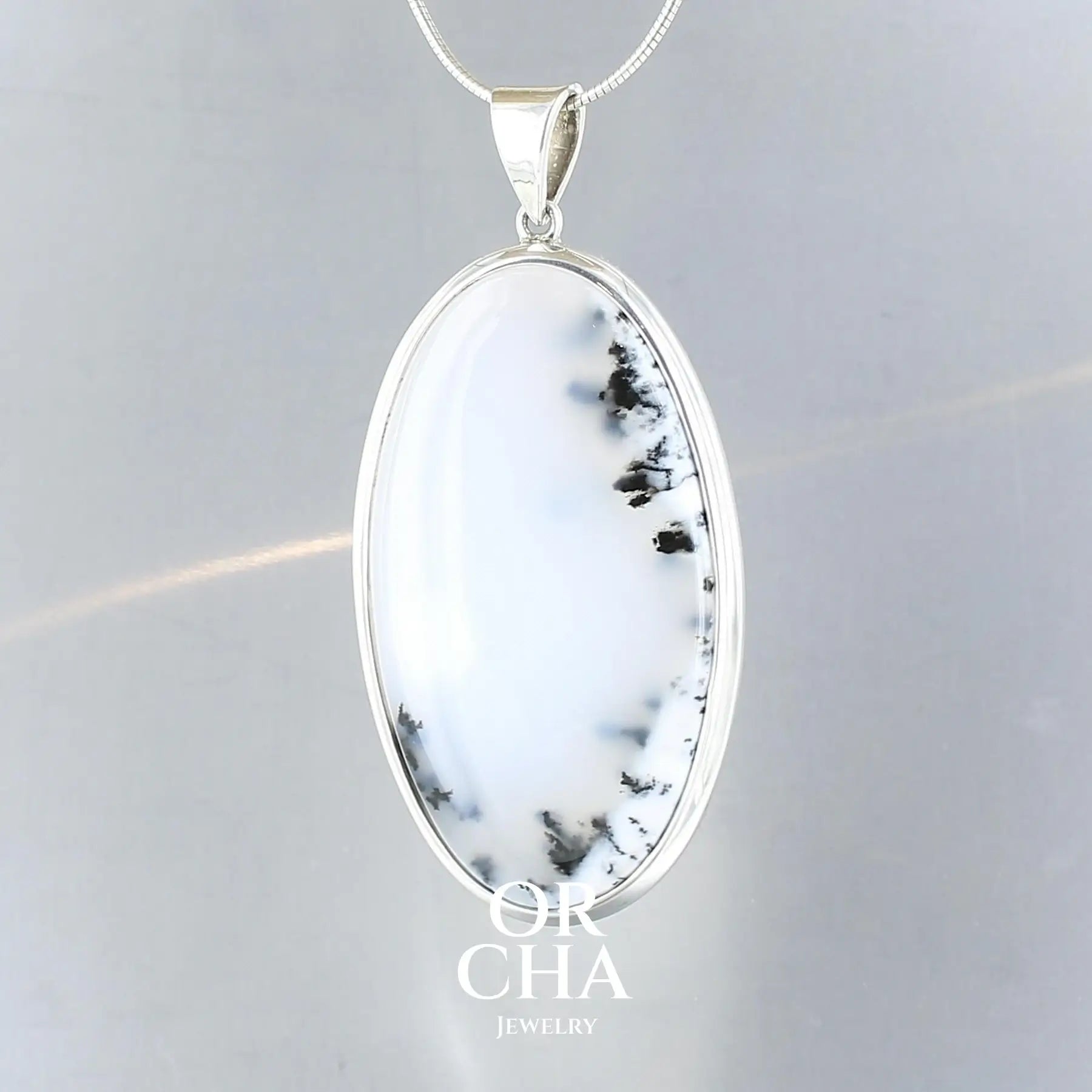 Pendentif en argent avec Agate Dendritique - Essential