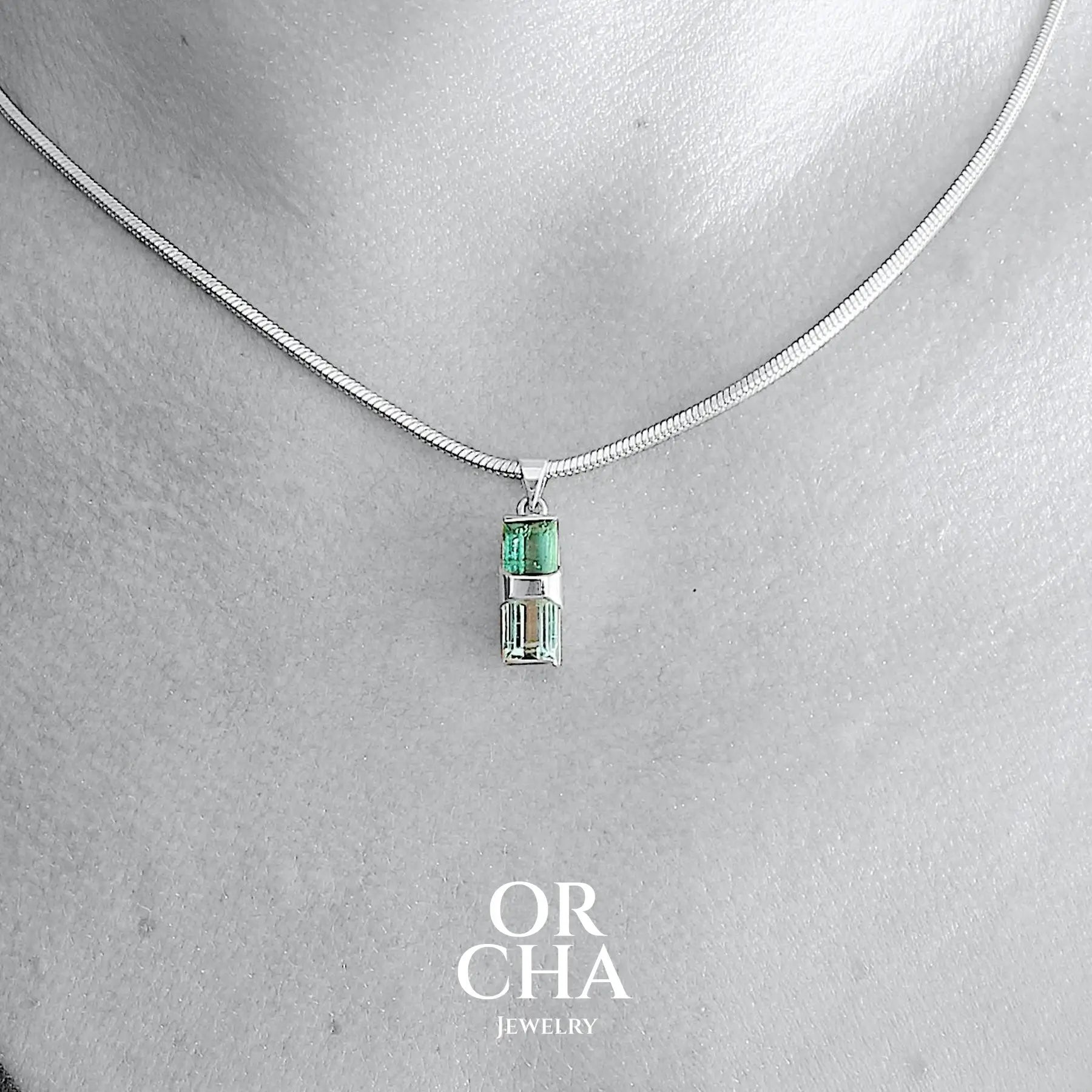 Pendentif en argent avec Tourmaline - Paradis