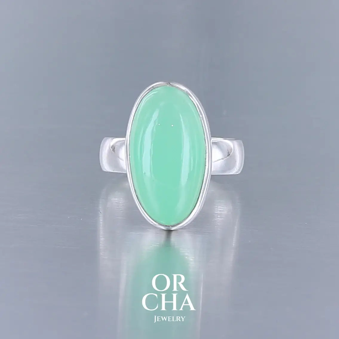 Réservée - Bague en argent avec Chrysoprase - Essential
