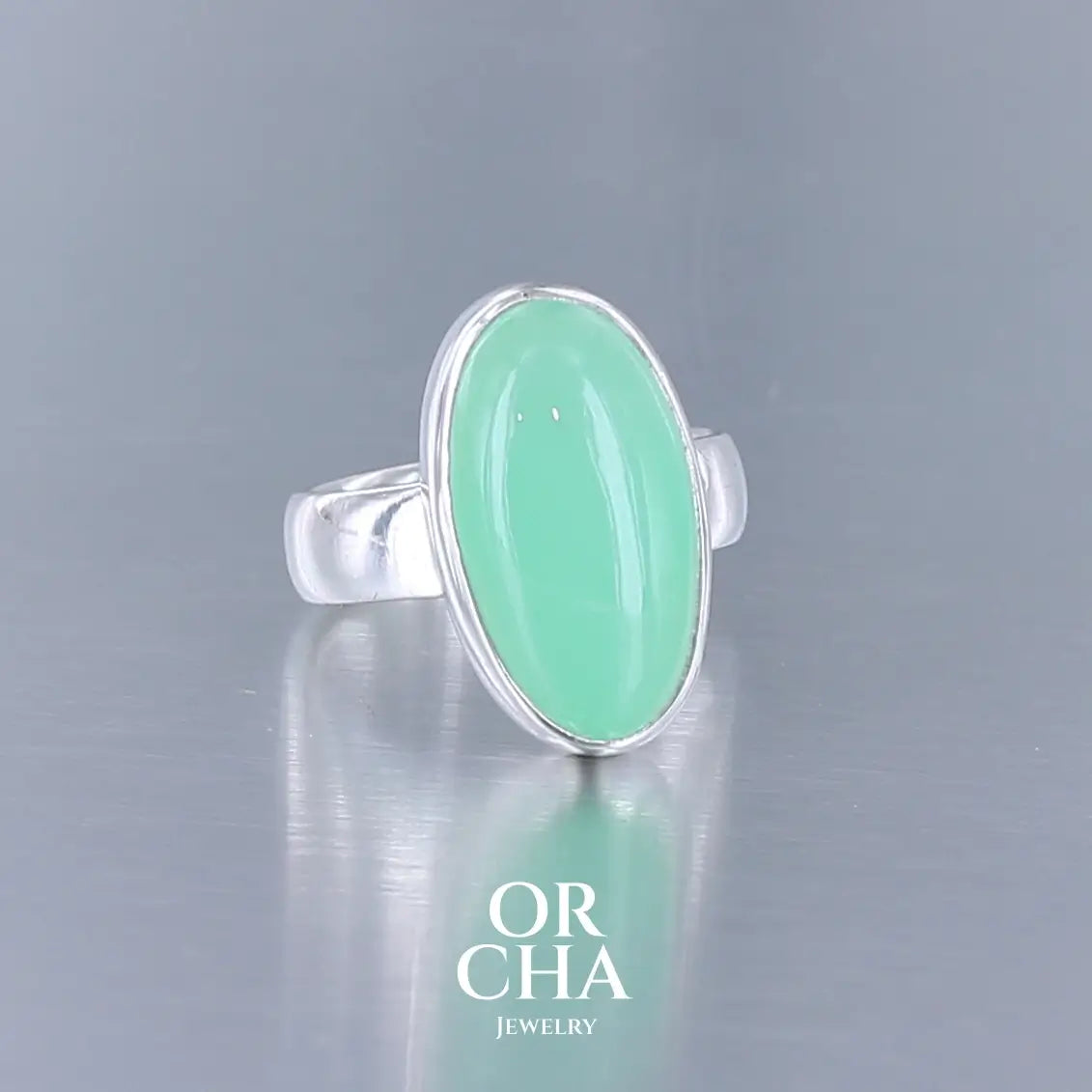 Réservée - Bague en argent avec Chrysoprase - Essential