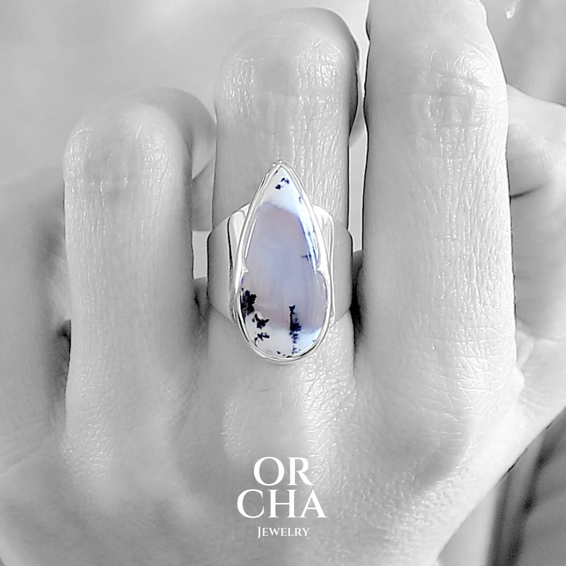 Bague en argent avec Agate Dendritique - Orcha