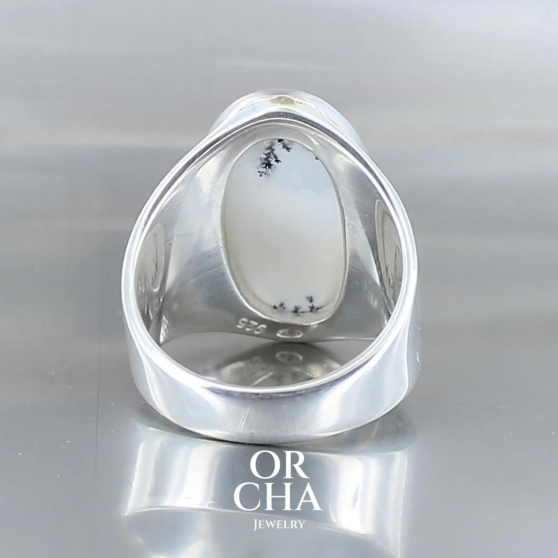 Bague en argent avec Agate Dendritique - Orcha