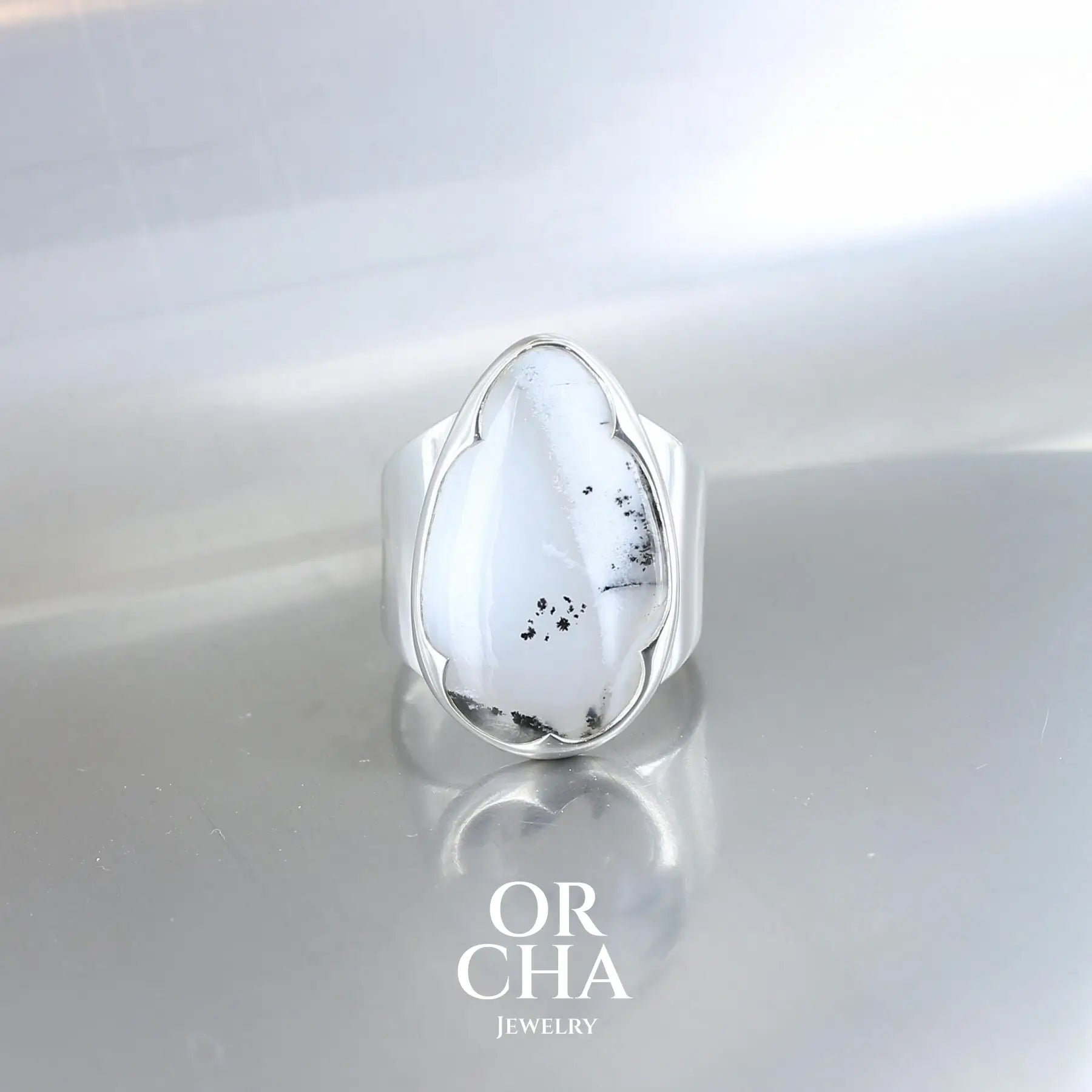 Bague en argent avec Agate Dendritique - Orcha