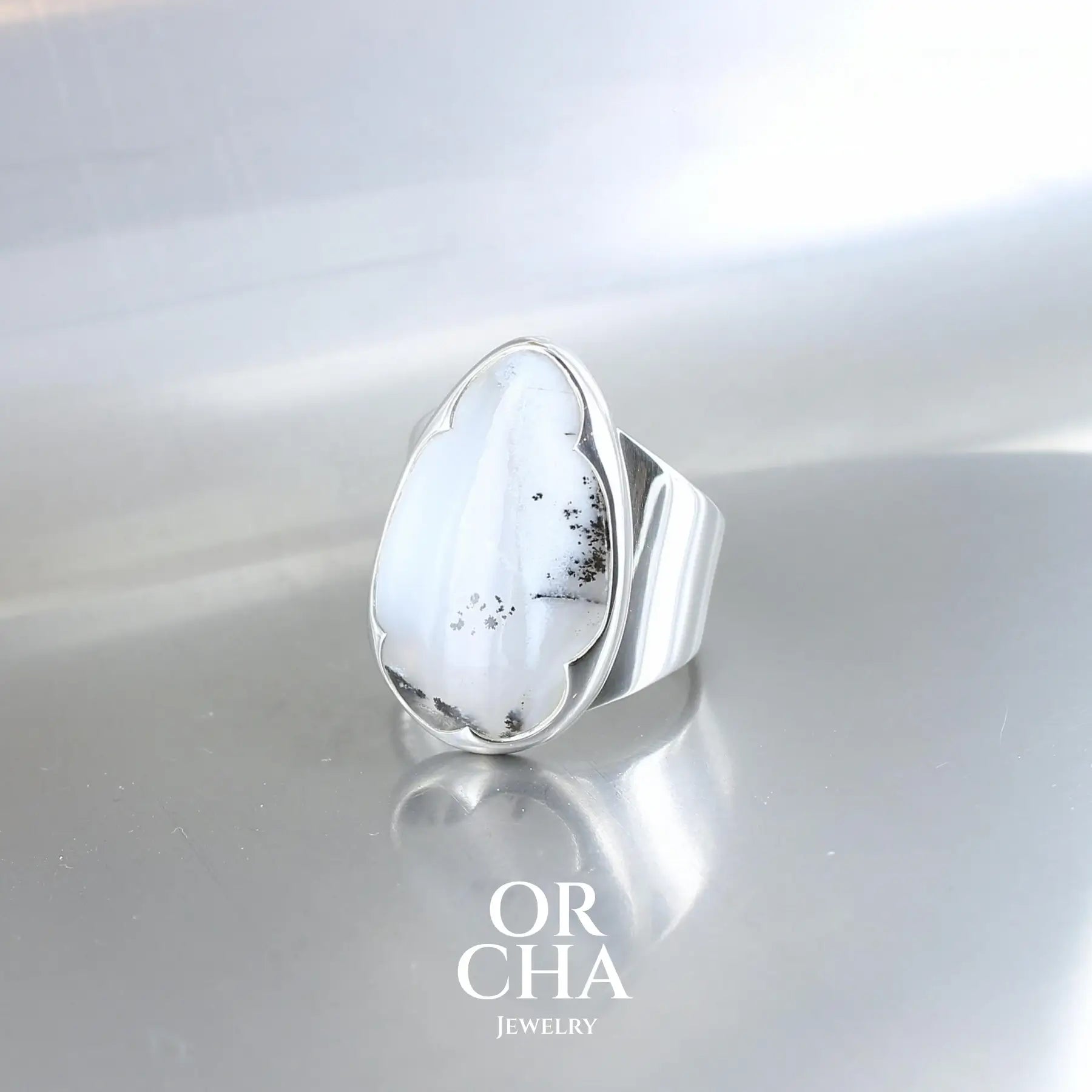 Bague en argent avec Agate Dendritique - Orcha