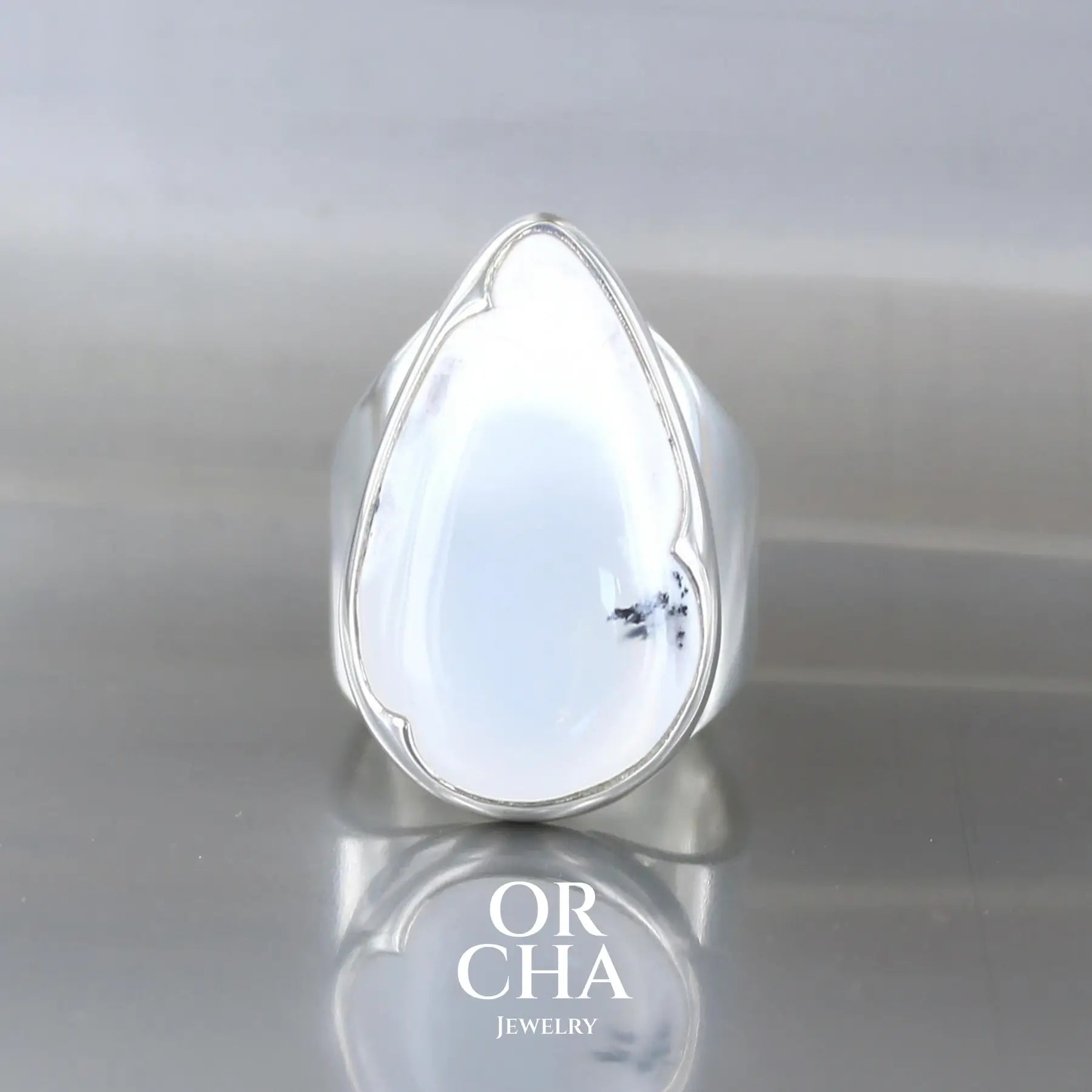 Bague en argent avec Agate Dendritique - Orcha