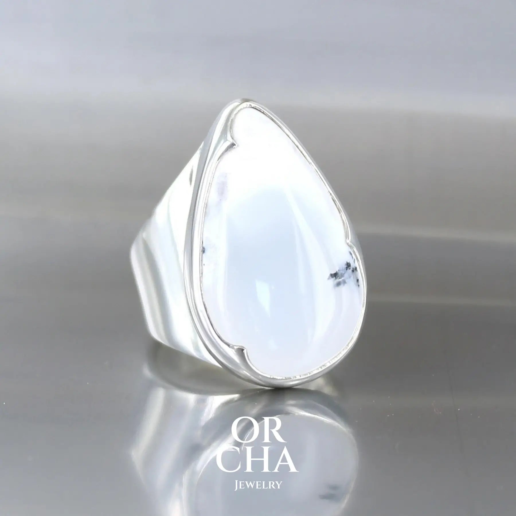 Bague en argent avec Agate Dendritique - Orcha