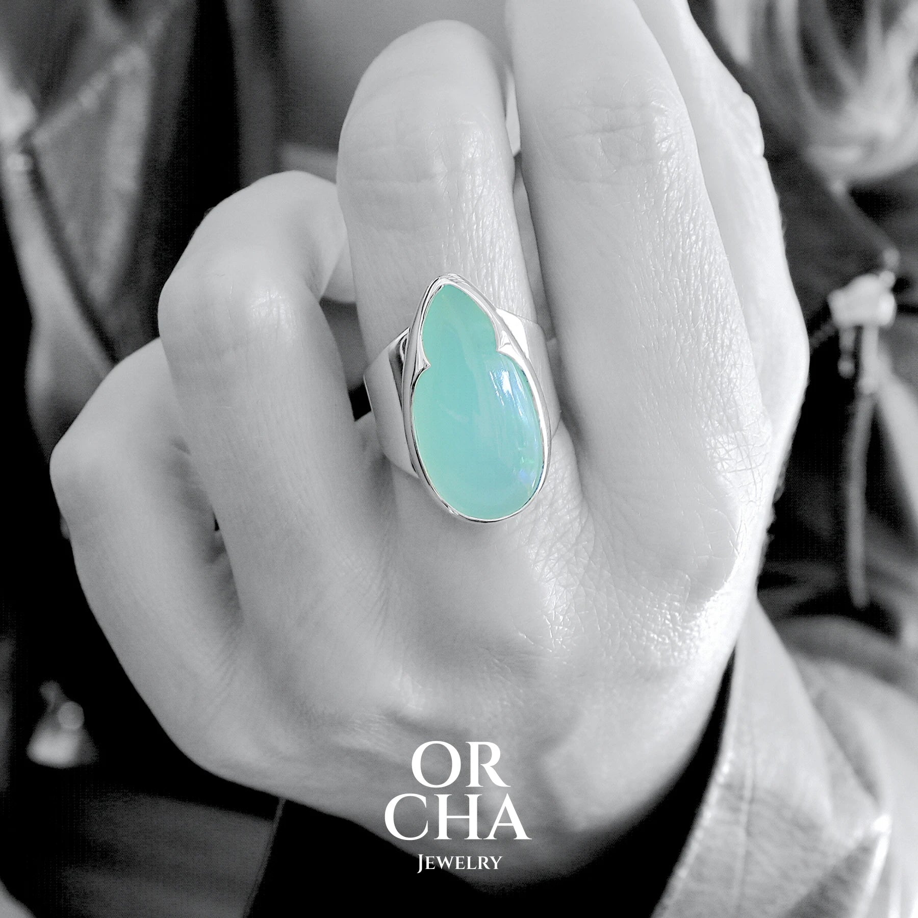 Bague en argent avec Chrysoprase - Orcha