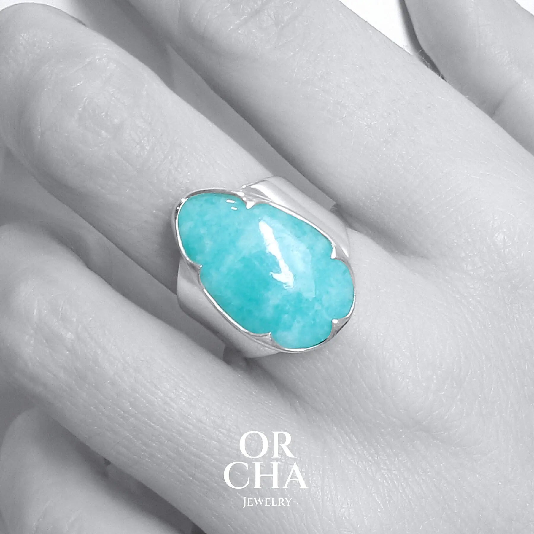 Bague en argent avec Amazonite - Orcha