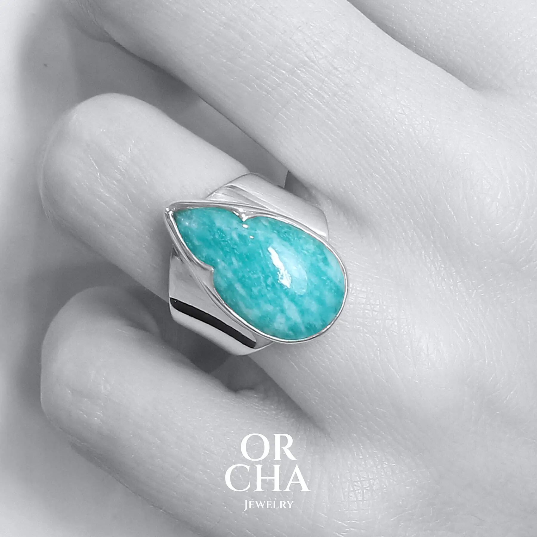 Bague en argent avec Amazonite - Orcha