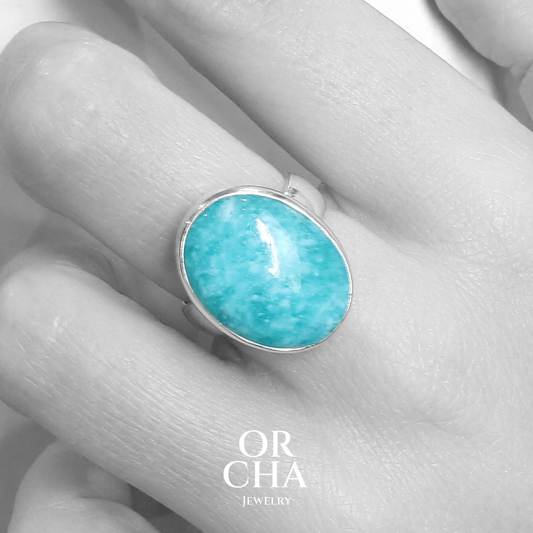 Bague en argent avec Amazonite - Essential