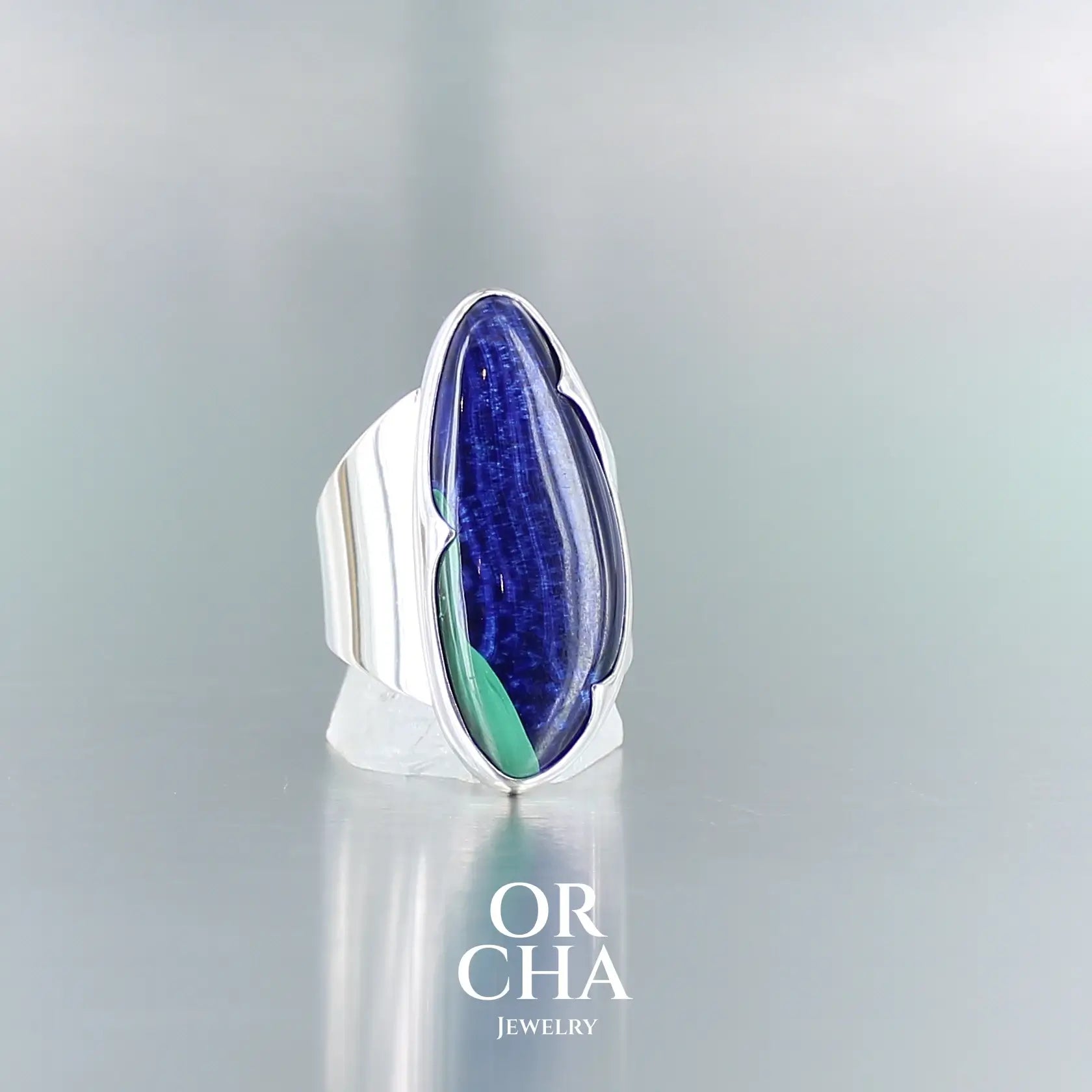 Bague en argent avec Azurite - Orcha