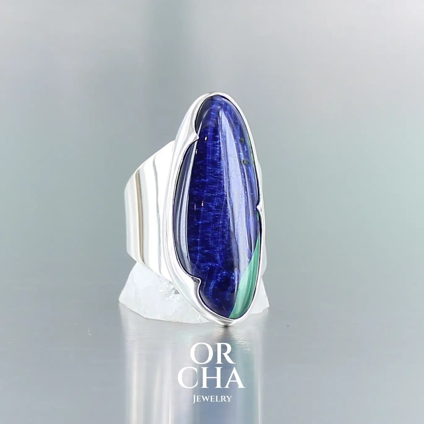 Bague en argent avec Azurite - Orcha