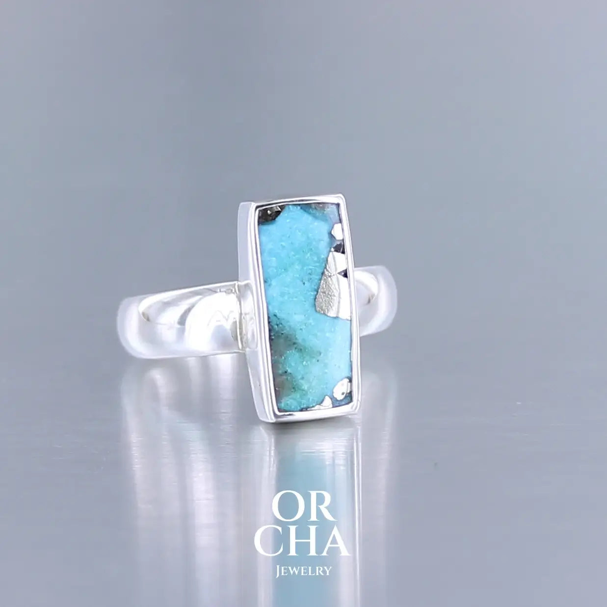 Bague en argent avec Turquoise à Pyrite - Essential