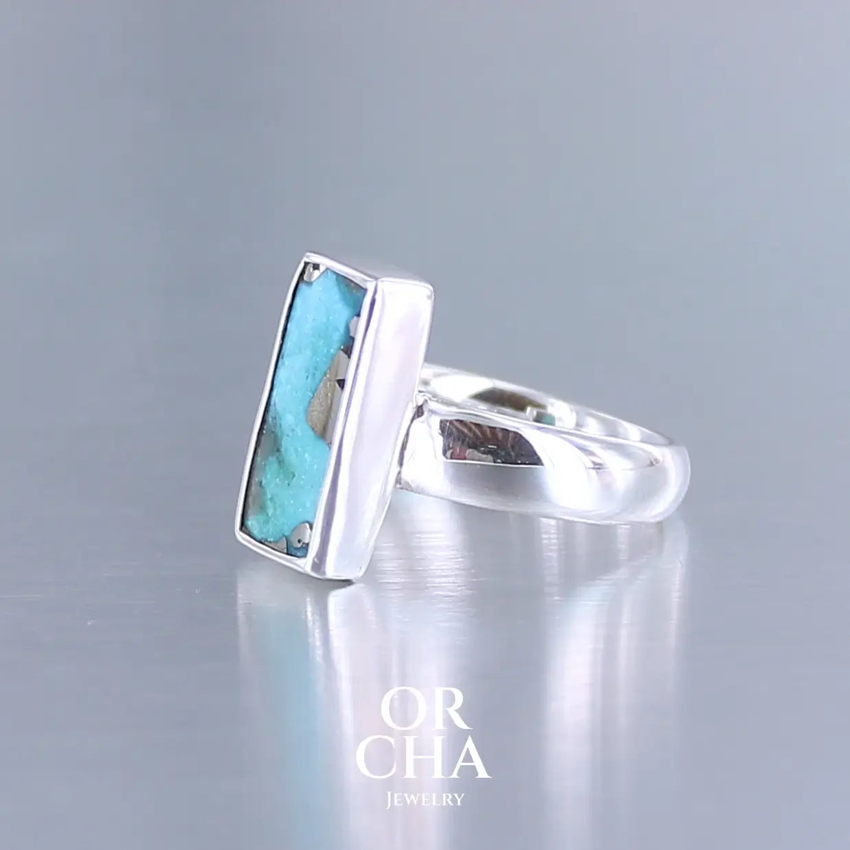 Bague en argent avec Turquoise à Pyrite - Essential