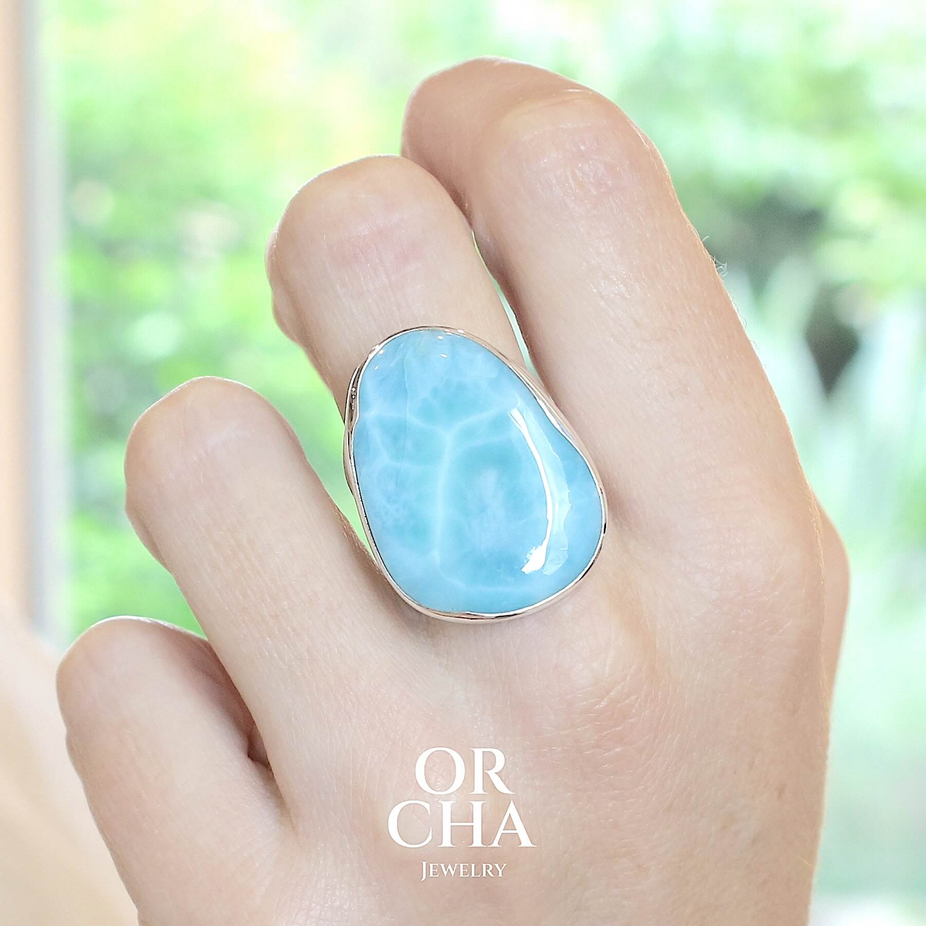 Bague en argent avec Larimar - Orcha