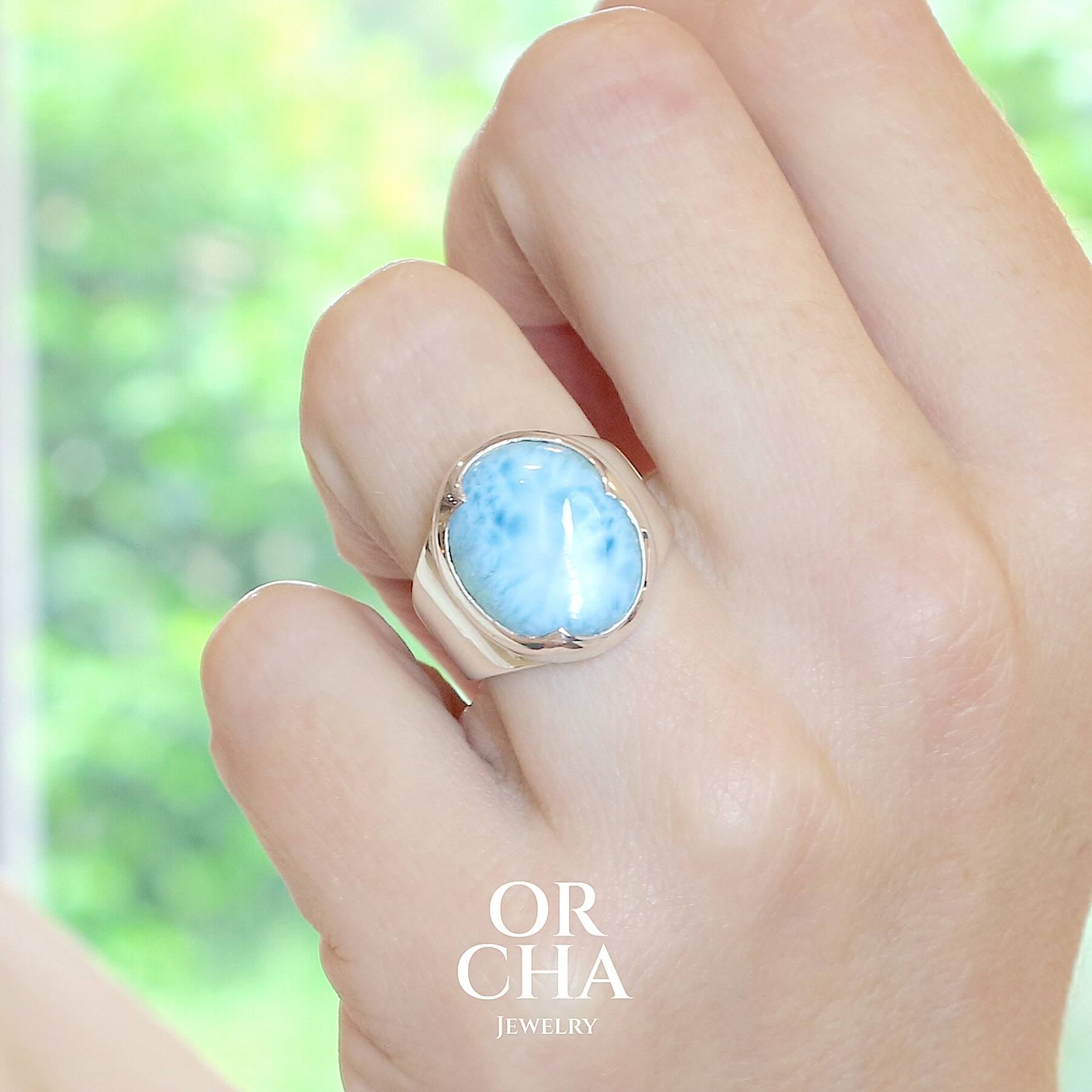 Bague en argent avec Larimar - Orcha