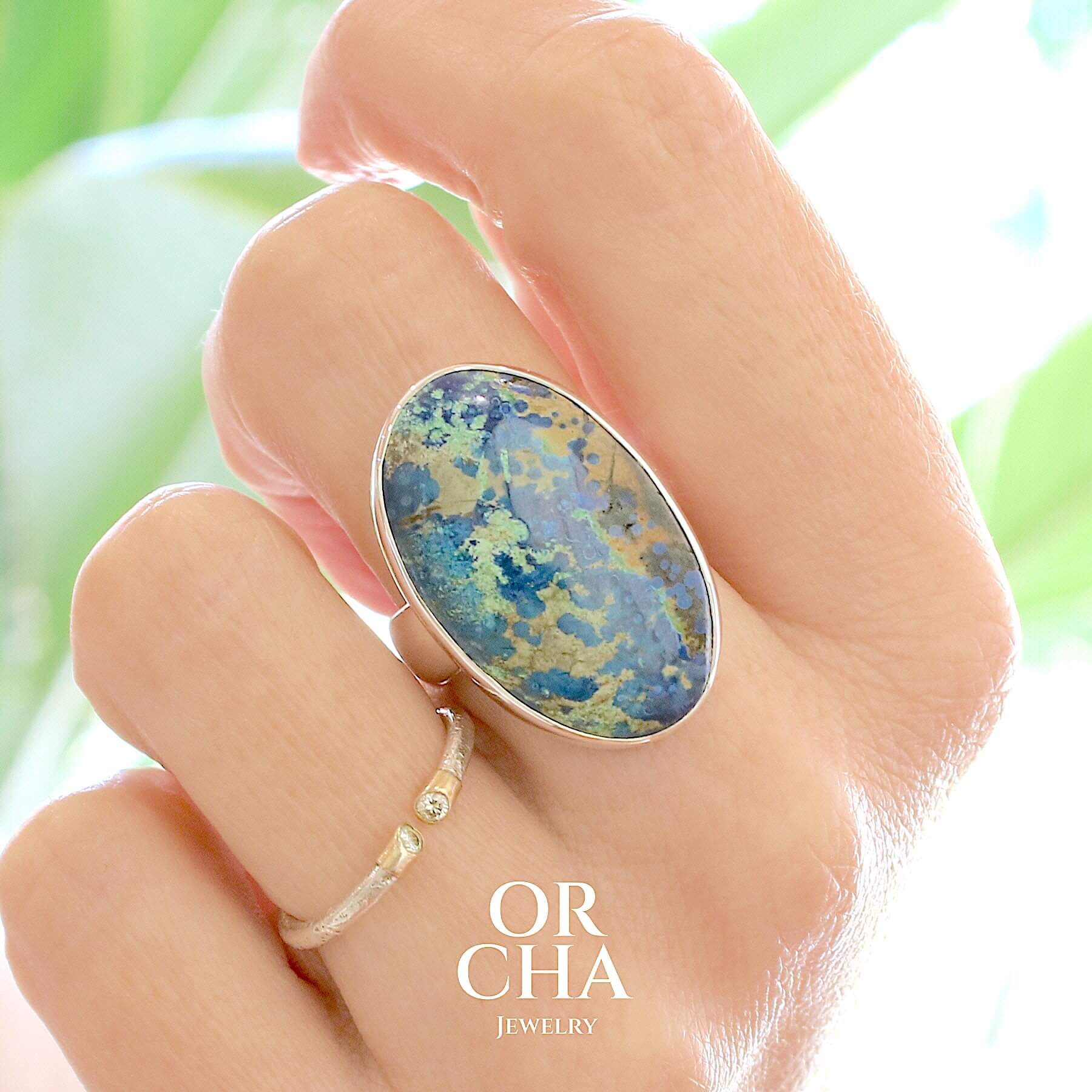 Bague en argent avec Azurite - Essential