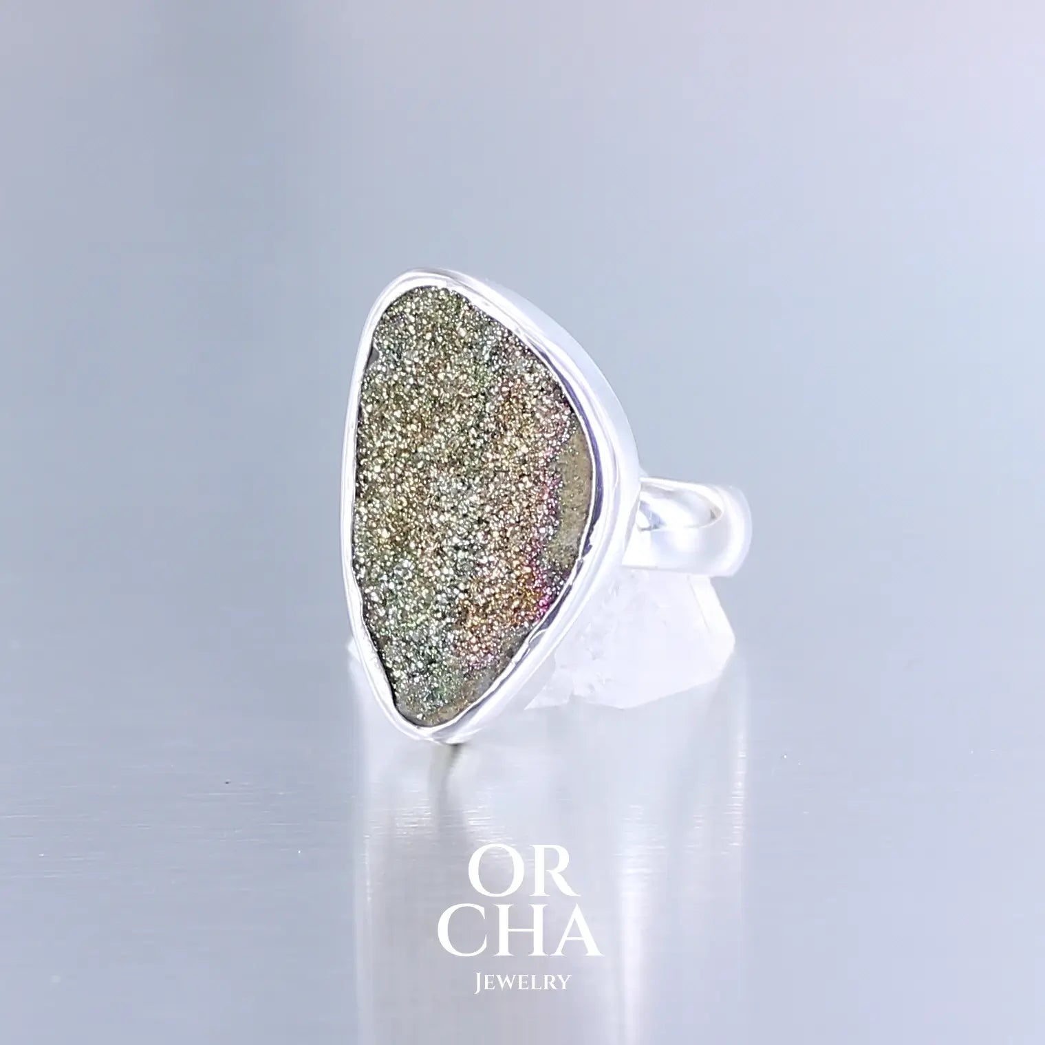 Bague en argent avec pyrite brute - Essential