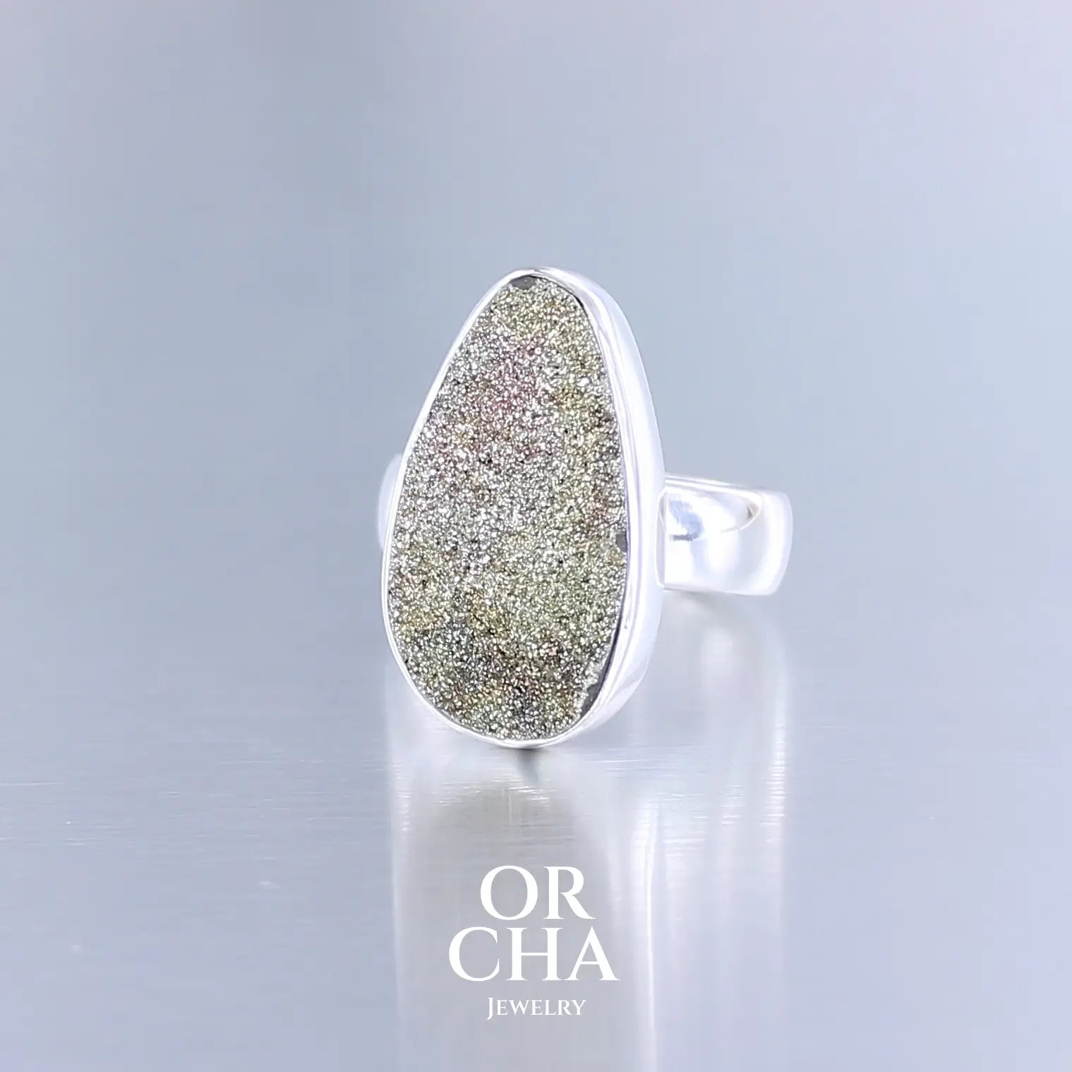 Bague en argent avec pyrite brute - Essential