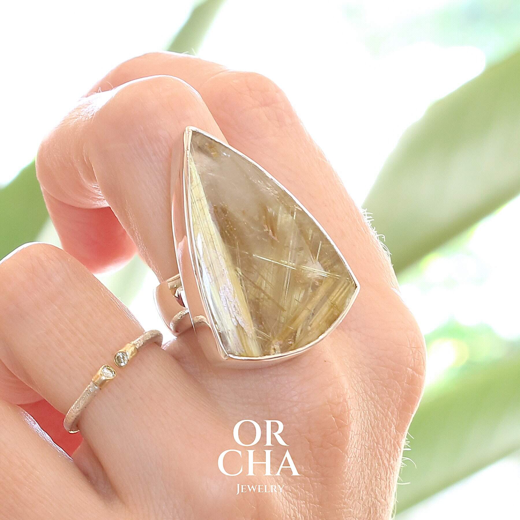 Bague en argent avec Quartz rutile - Essential