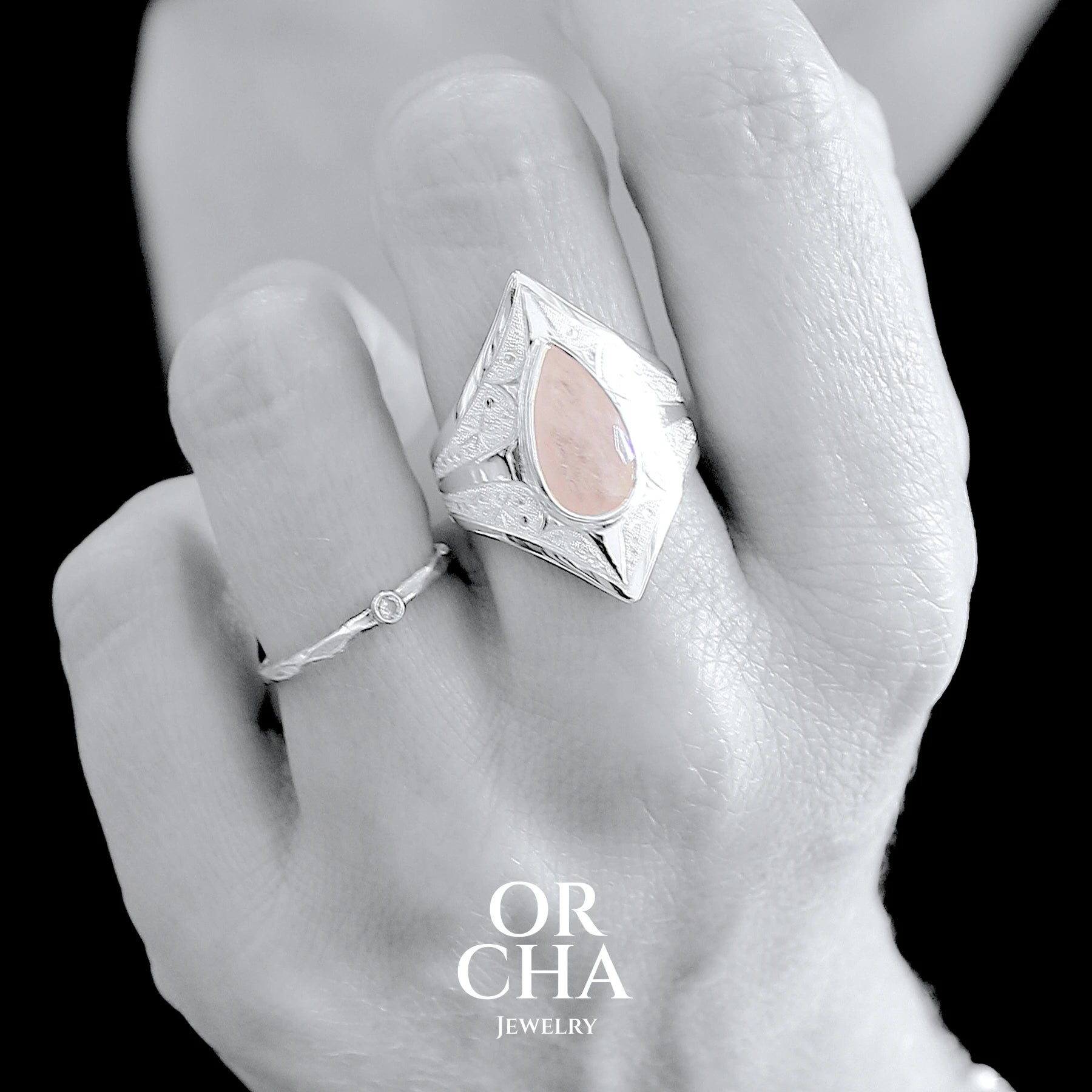 Bague en argent avec Morganite - Elven