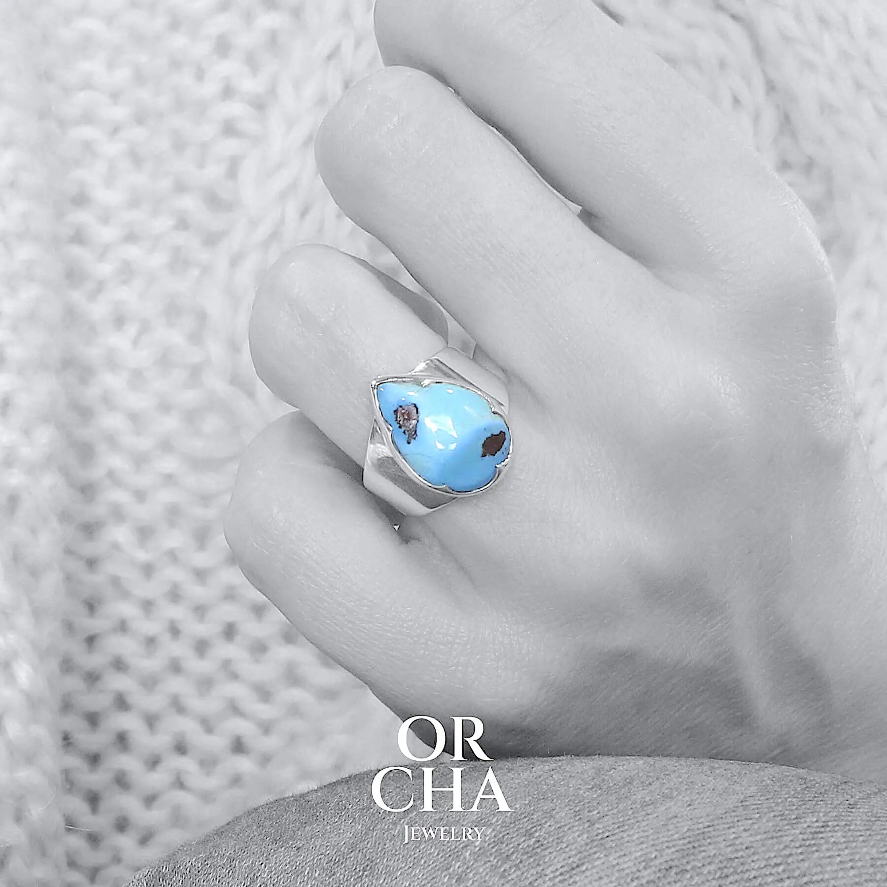 Bague en argent avec Turquoise Golden Hill - Orcha