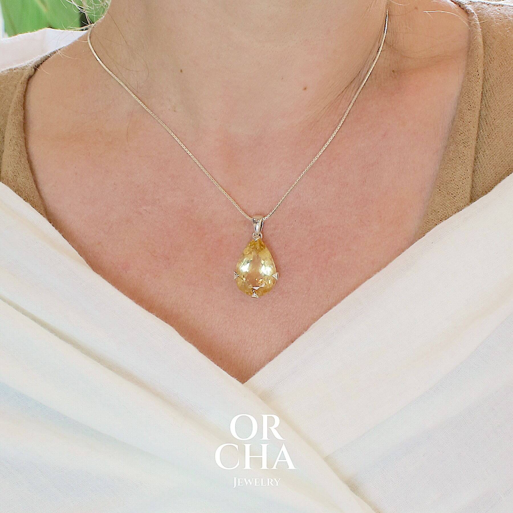 Pendentif en argent avec Citrine - Essential