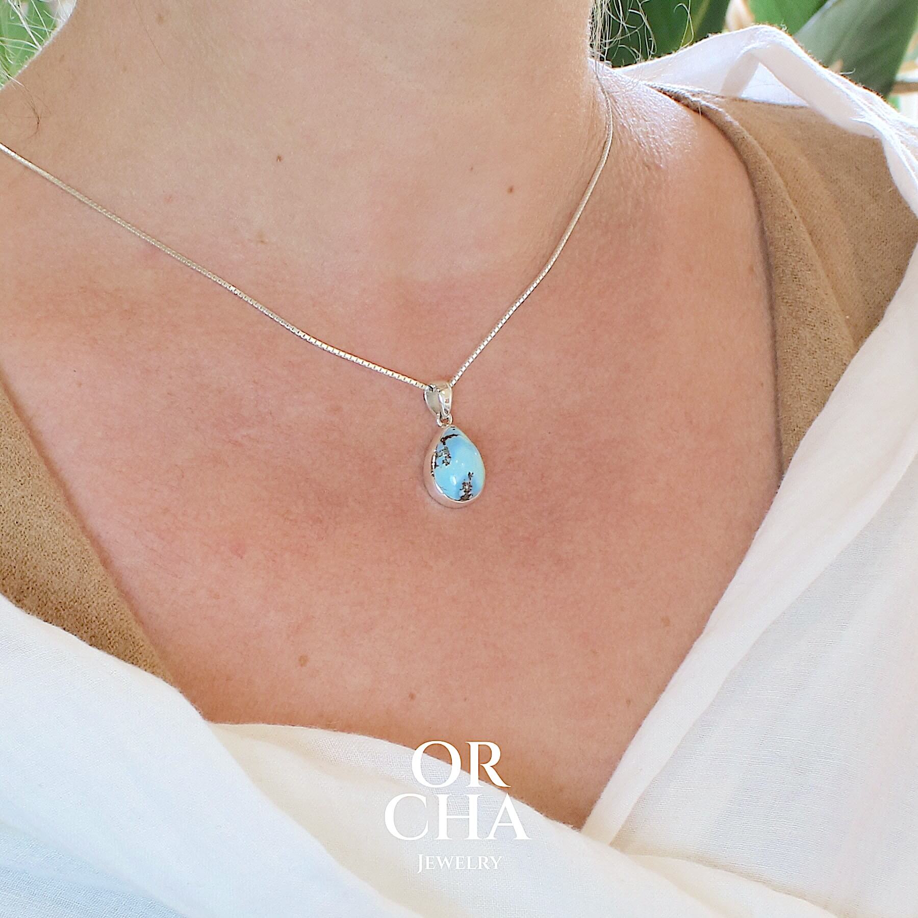 Pendentif en argent avec Turquoise "Golden Hill" - Essential