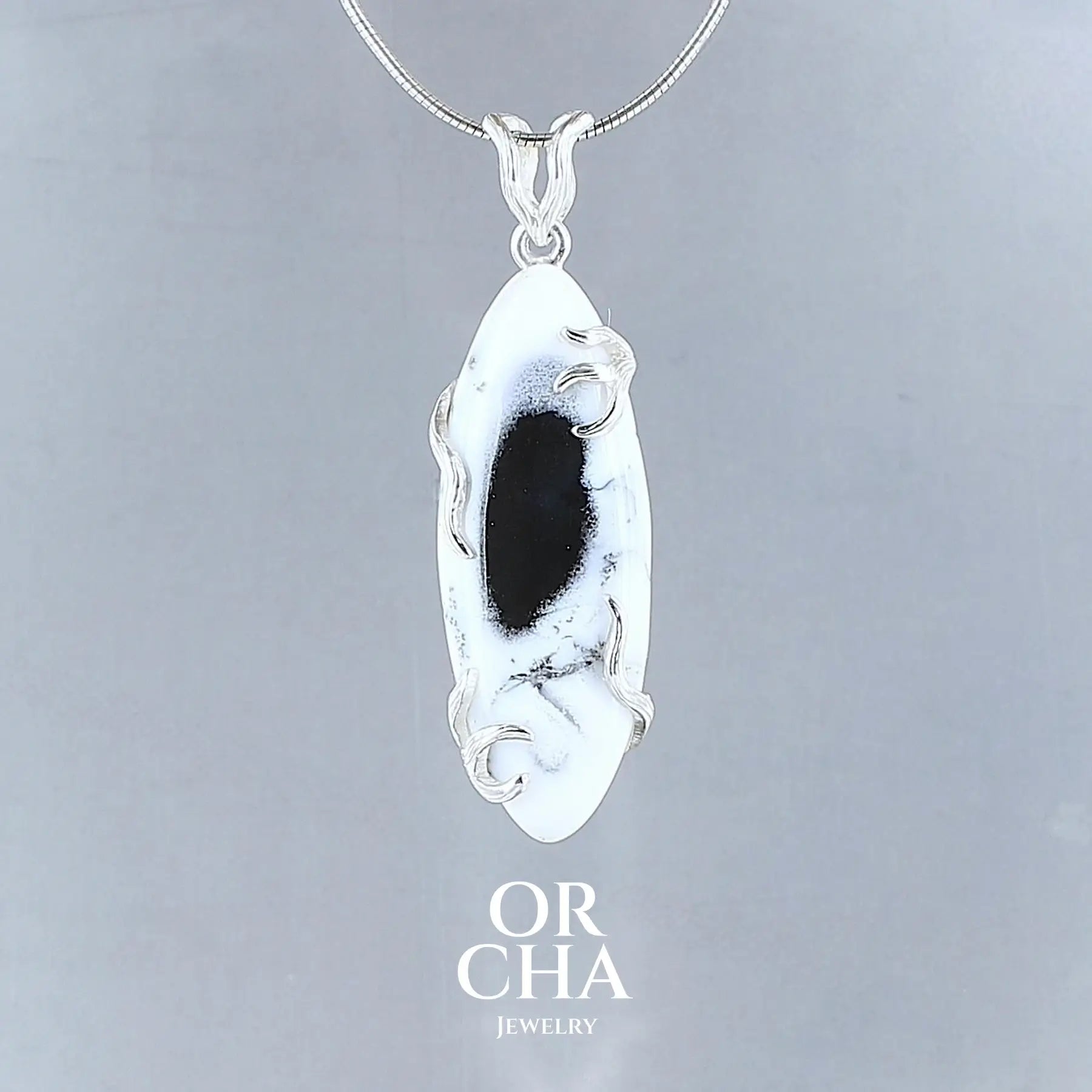 Pendentif en argent avec Agate Dendritique - Sauvage