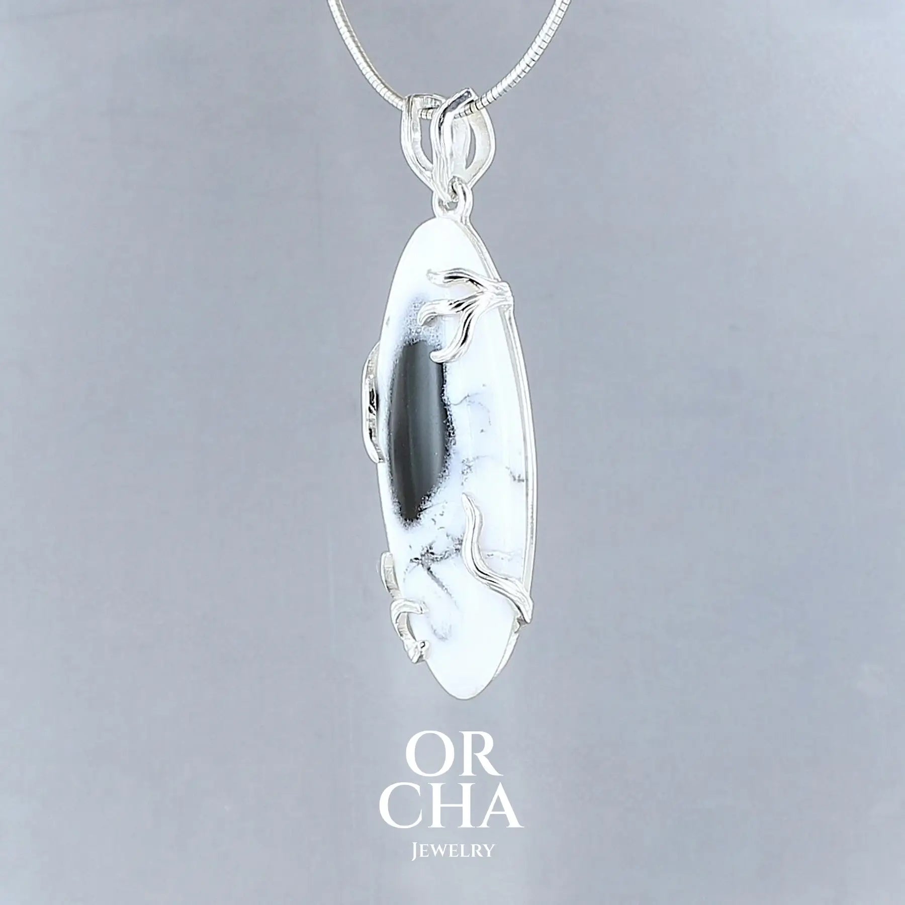 Pendentif en argent avec Agate Dendritique - Sauvage