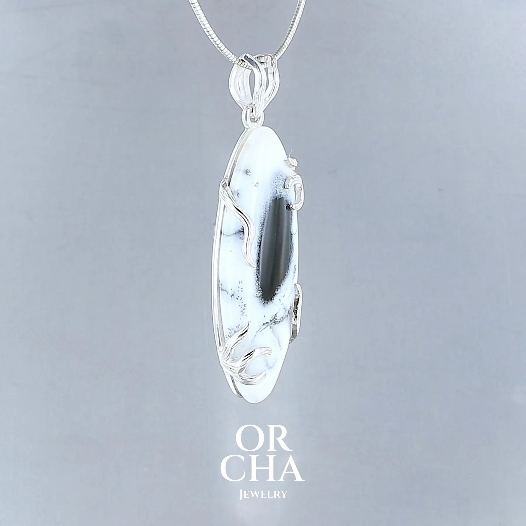 Pendentif en argent avec Agate Dendritique - Sauvage