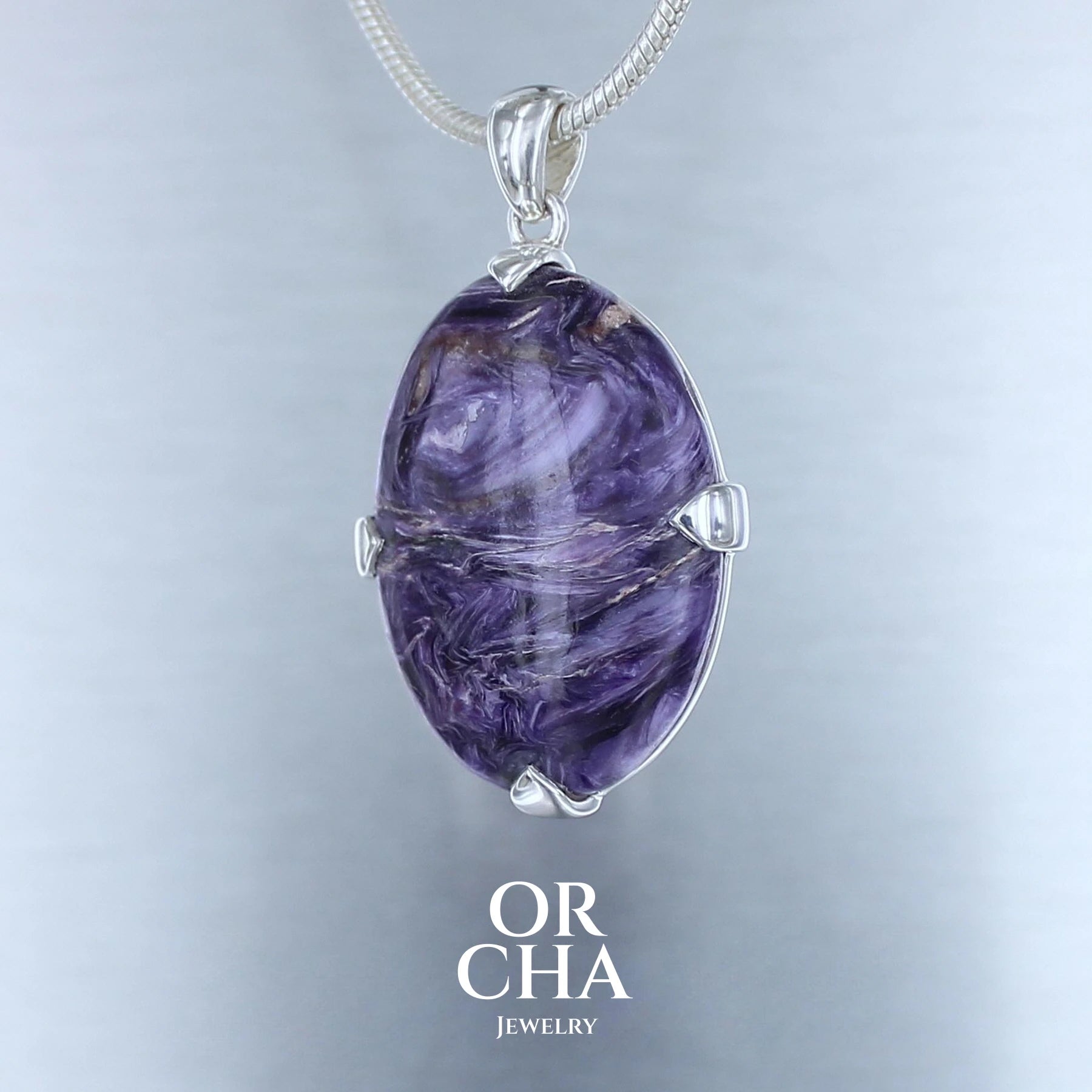 Silver pendant with Charoite - Essential