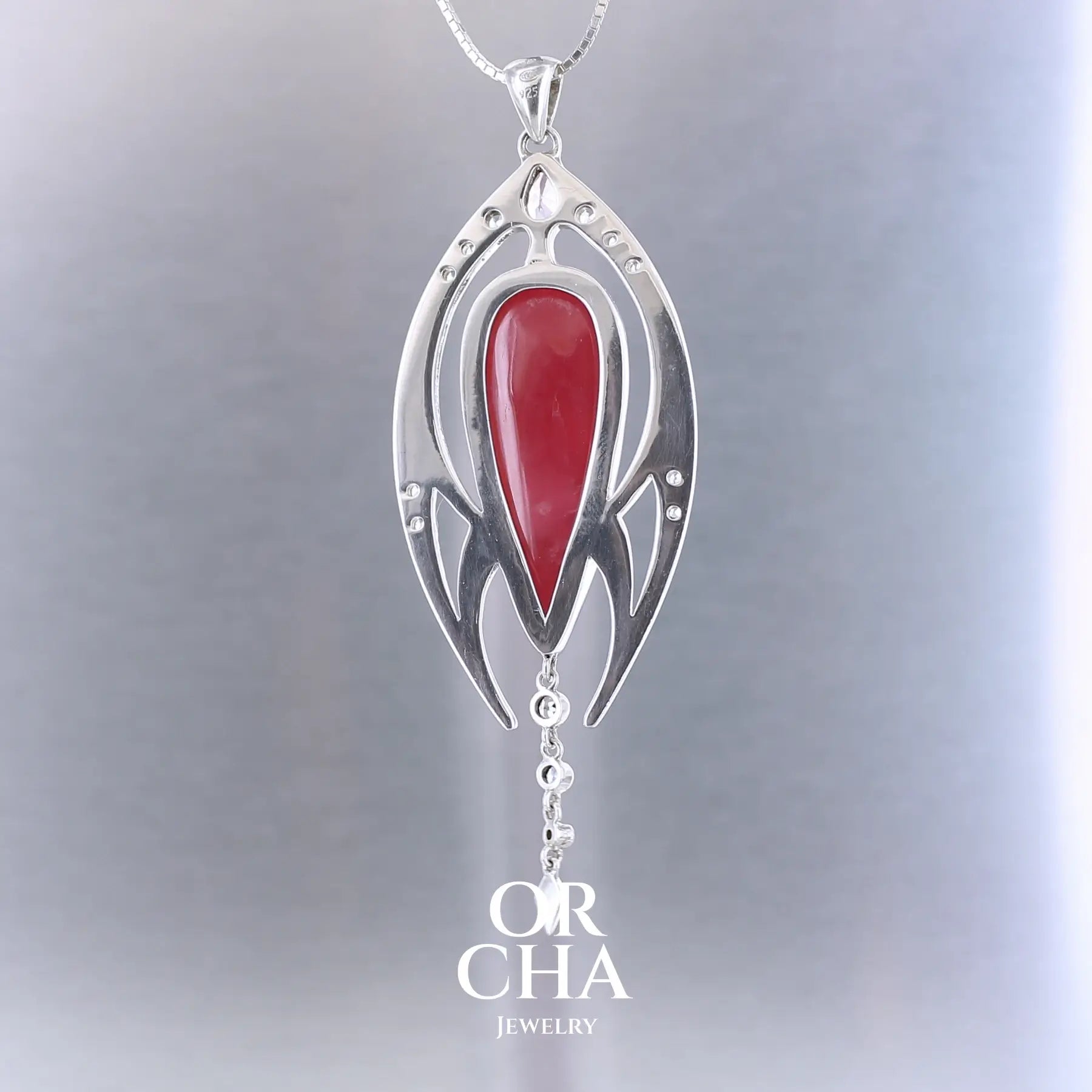 Pendentif en argent avec Rhodonite - Elven