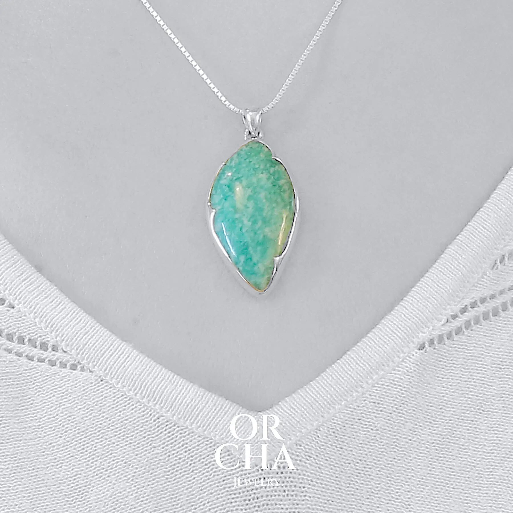 Pendentif argent avec Amazonite - Orcha