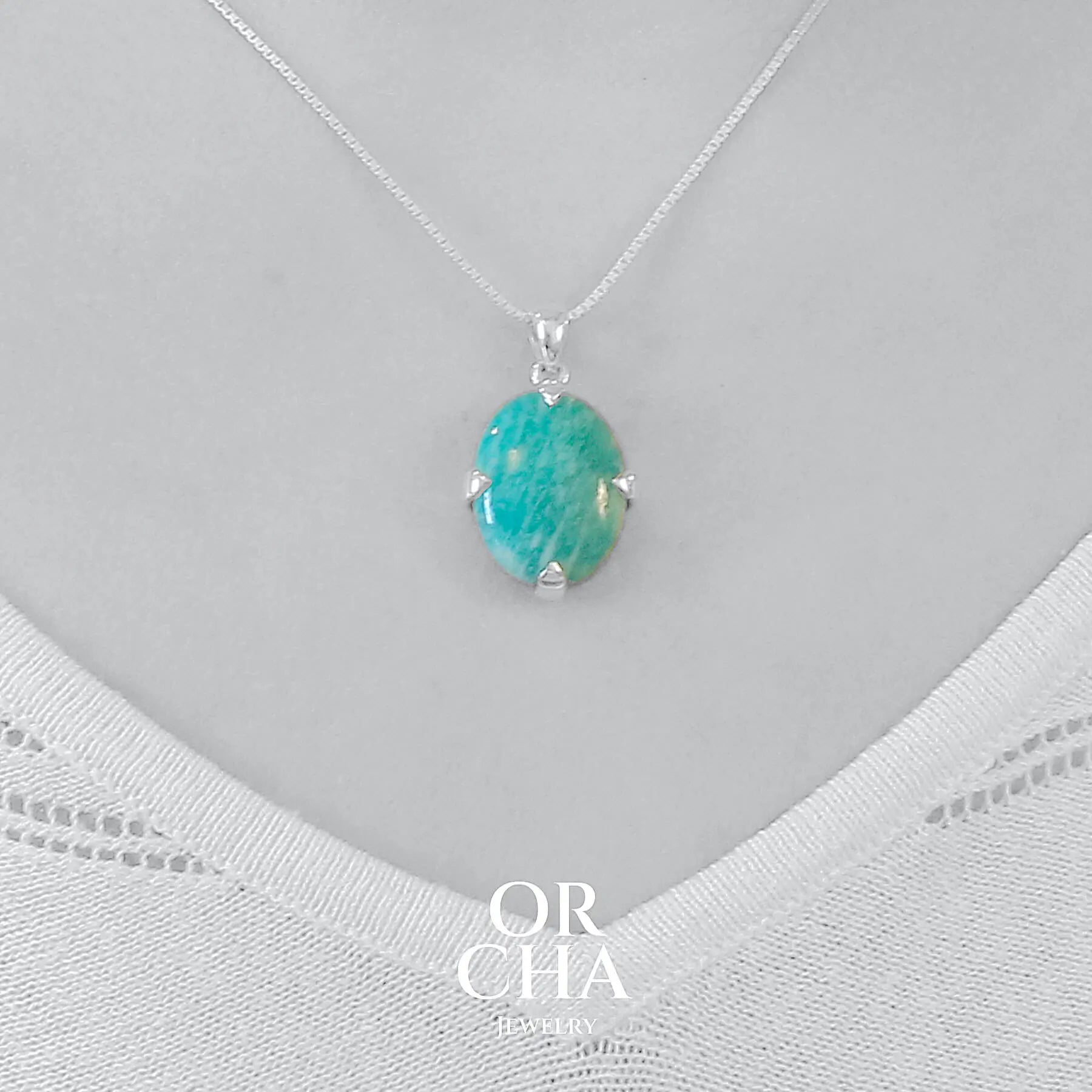 Pendentif argent avec Amazonite - Essential